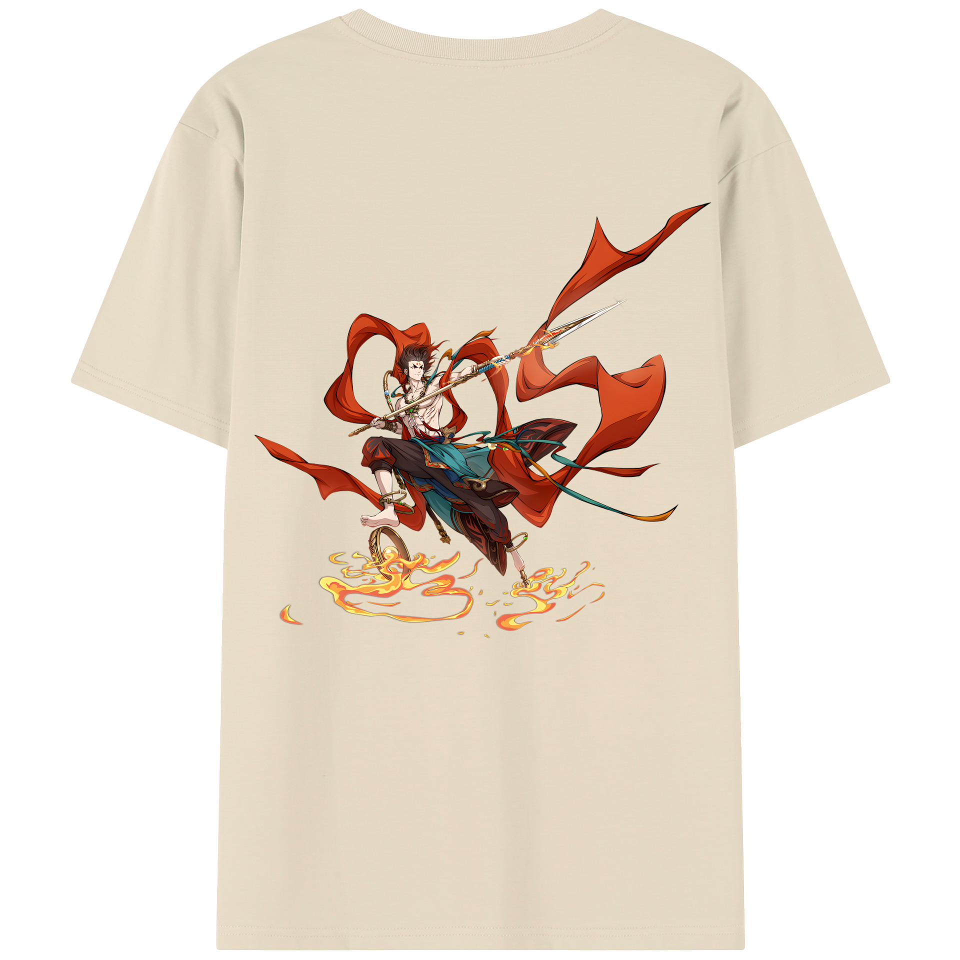 （画像用） Ne Zha 2 ナタ 魔童の大暴れ 綿100％半袖Tシャツ（背面プリント）