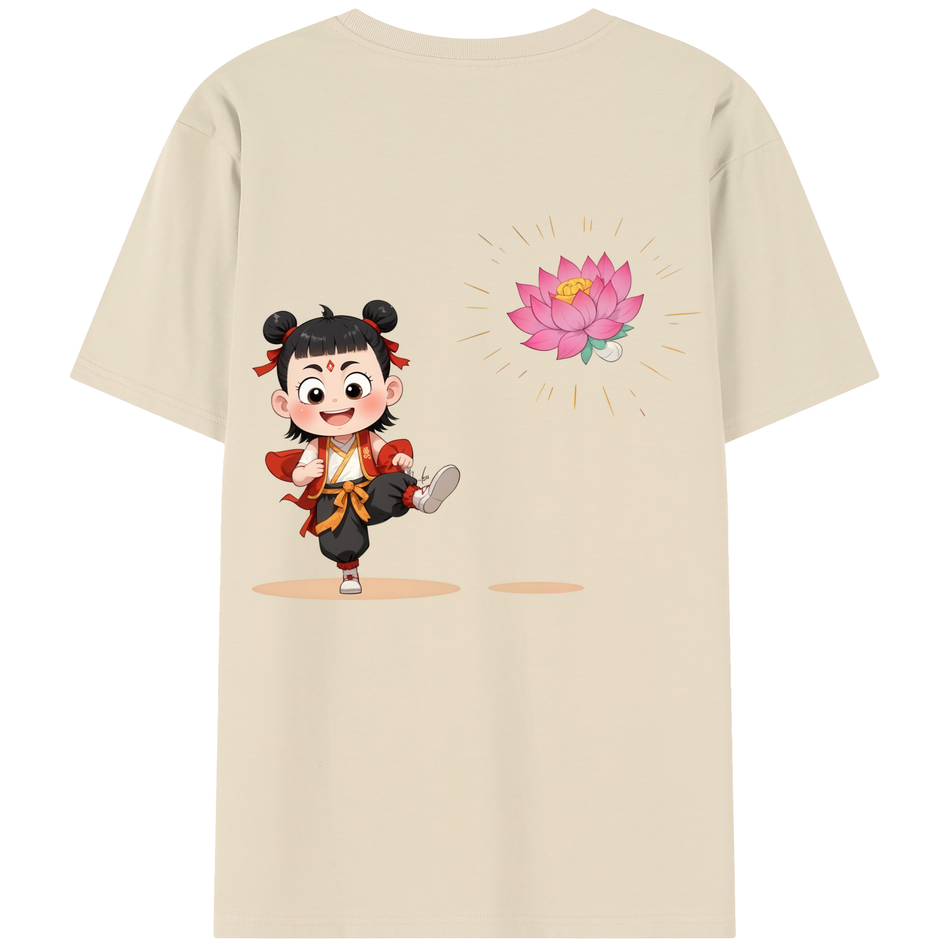 （画像用） Ne Zha 2 ナタ 魔童の大暴れ 綿100％半袖Tシャツ（背面プリント）