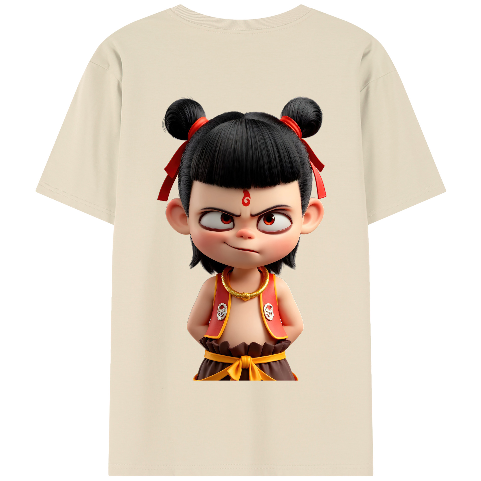 （画像用） Ne Zha 2 ナタ 魔童の大暴れ 綿100％半袖Tシャツ（背面プリント）