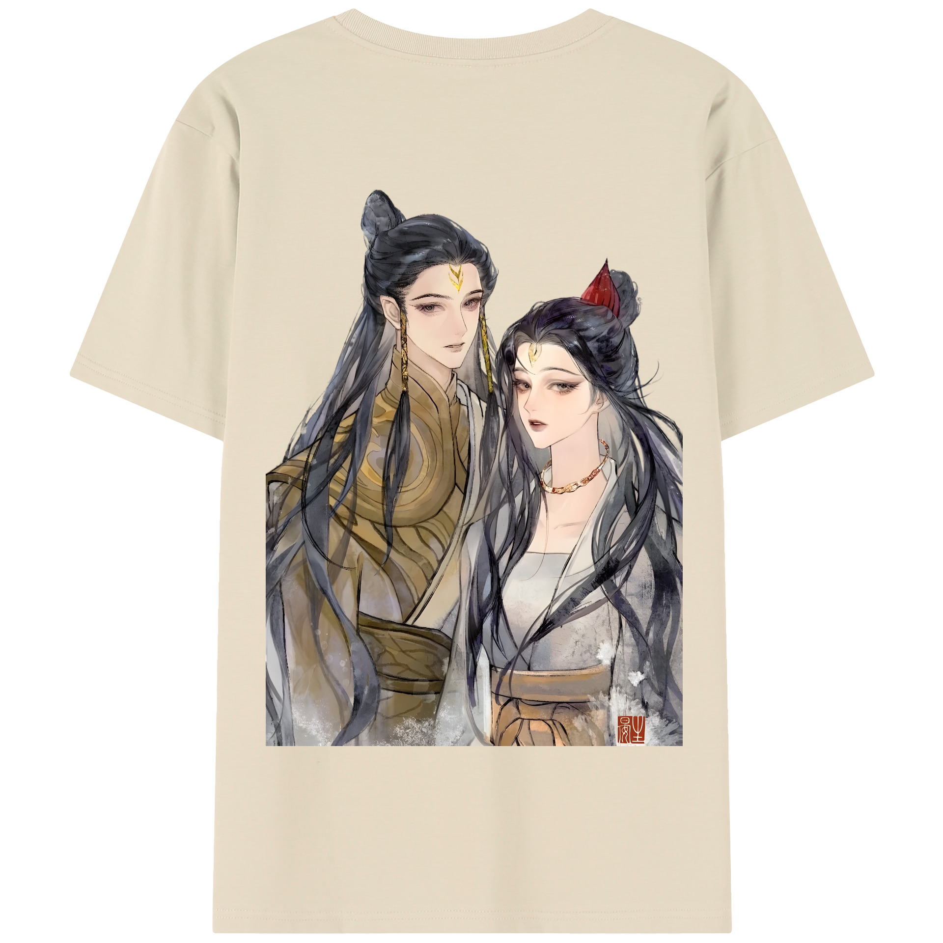 （画像用） Ne Zha 2 ナタ 魔童の大暴れ 綿100％半袖Tシャツ（背面プリント）