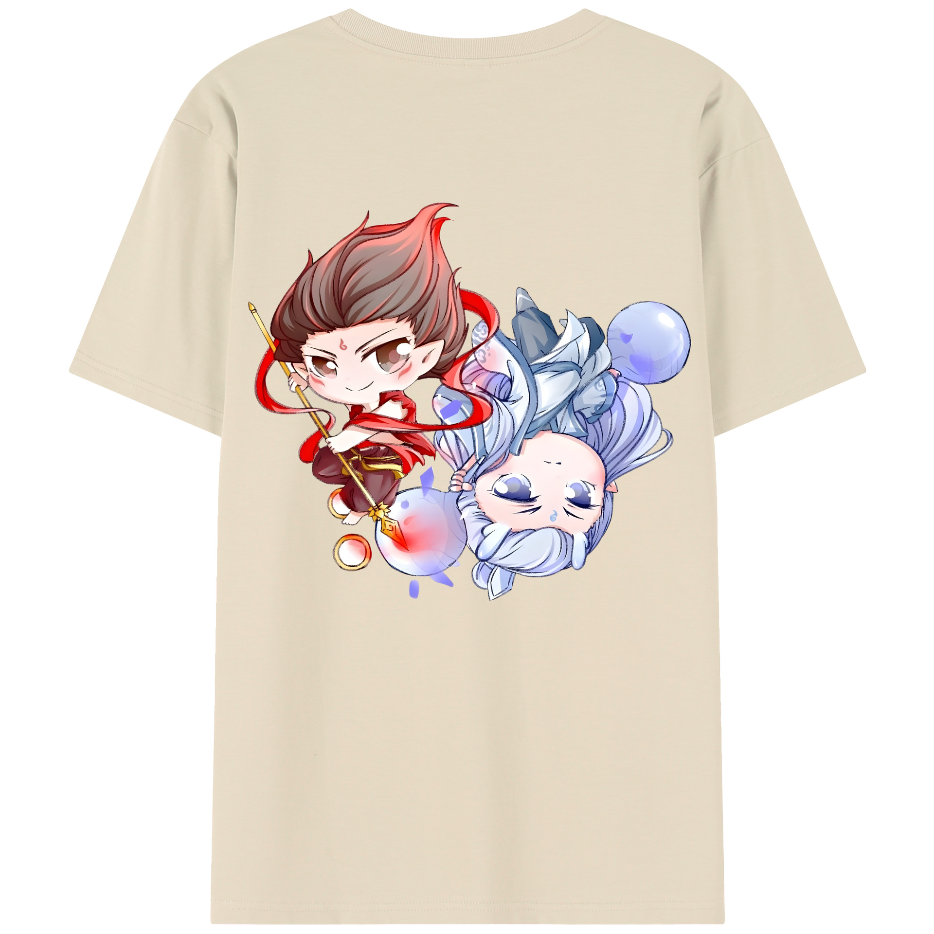（画像用） Ne Zha 2 ナタ 魔童の大暴れ 綿100％半袖Tシャツ（背面プリント）