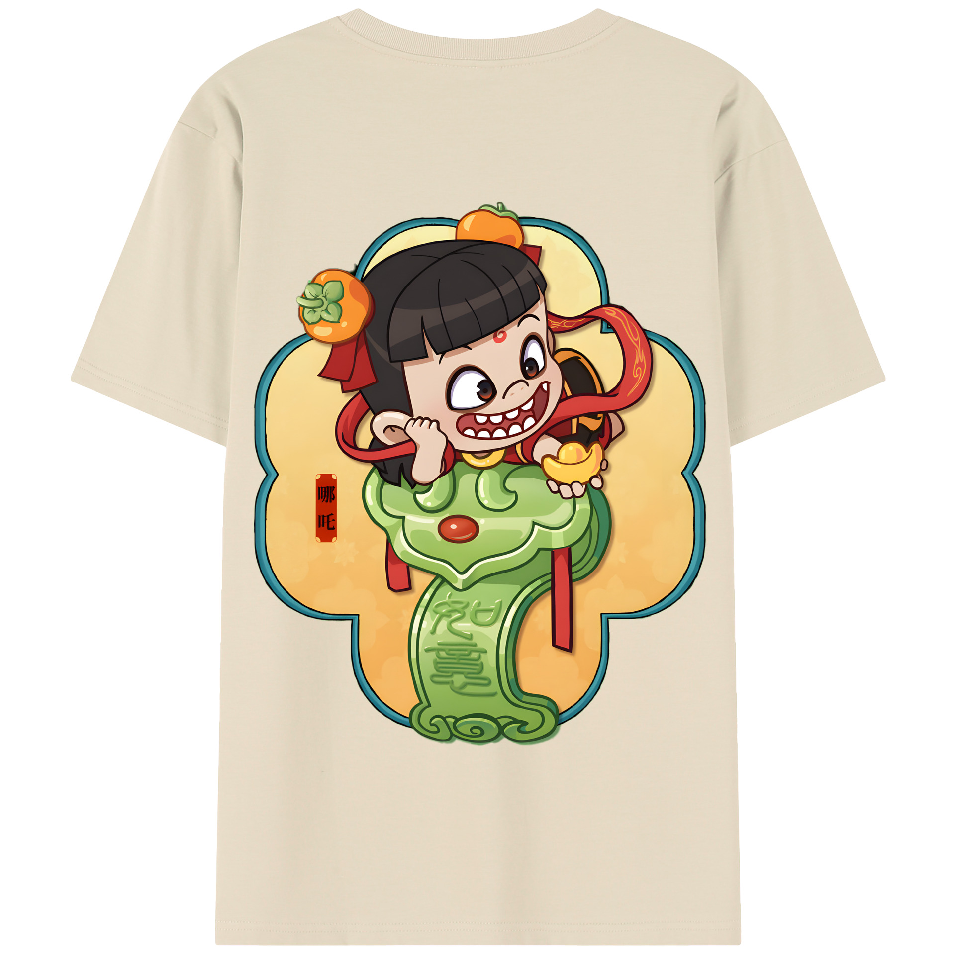 （画像用） Ne Zha 2 ナタ 魔童の大暴れ 綿100％半袖Tシャツ（背面プリント）