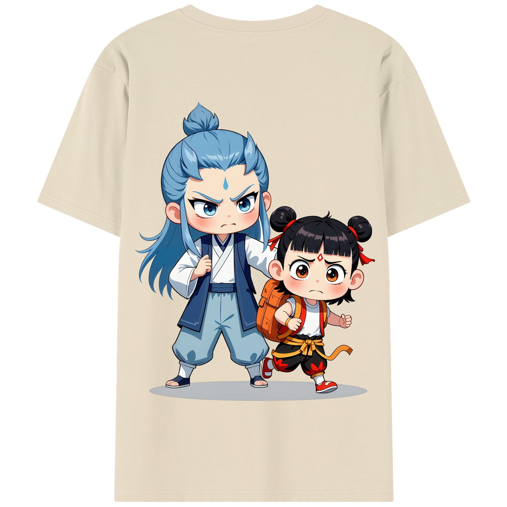 （画像用） Ne Zha 2 ナタ 魔童の大暴れ 綿100％半袖Tシャツ（背面プリント）