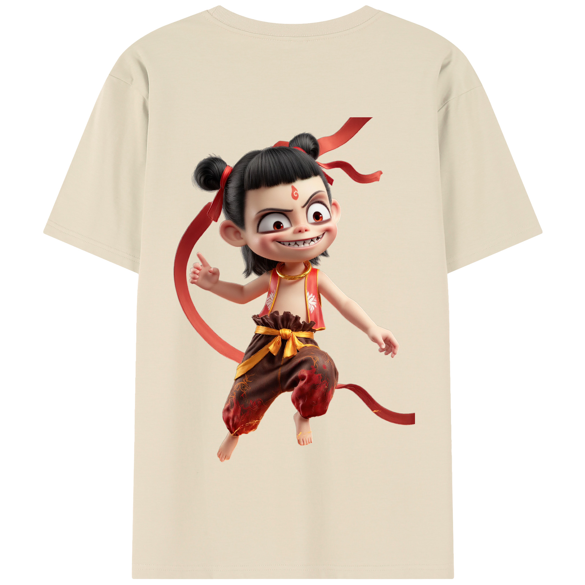 （画像用） Ne Zha 2 ナタ 魔童の大暴れ 綿100％半袖Tシャツ（背面プリント）