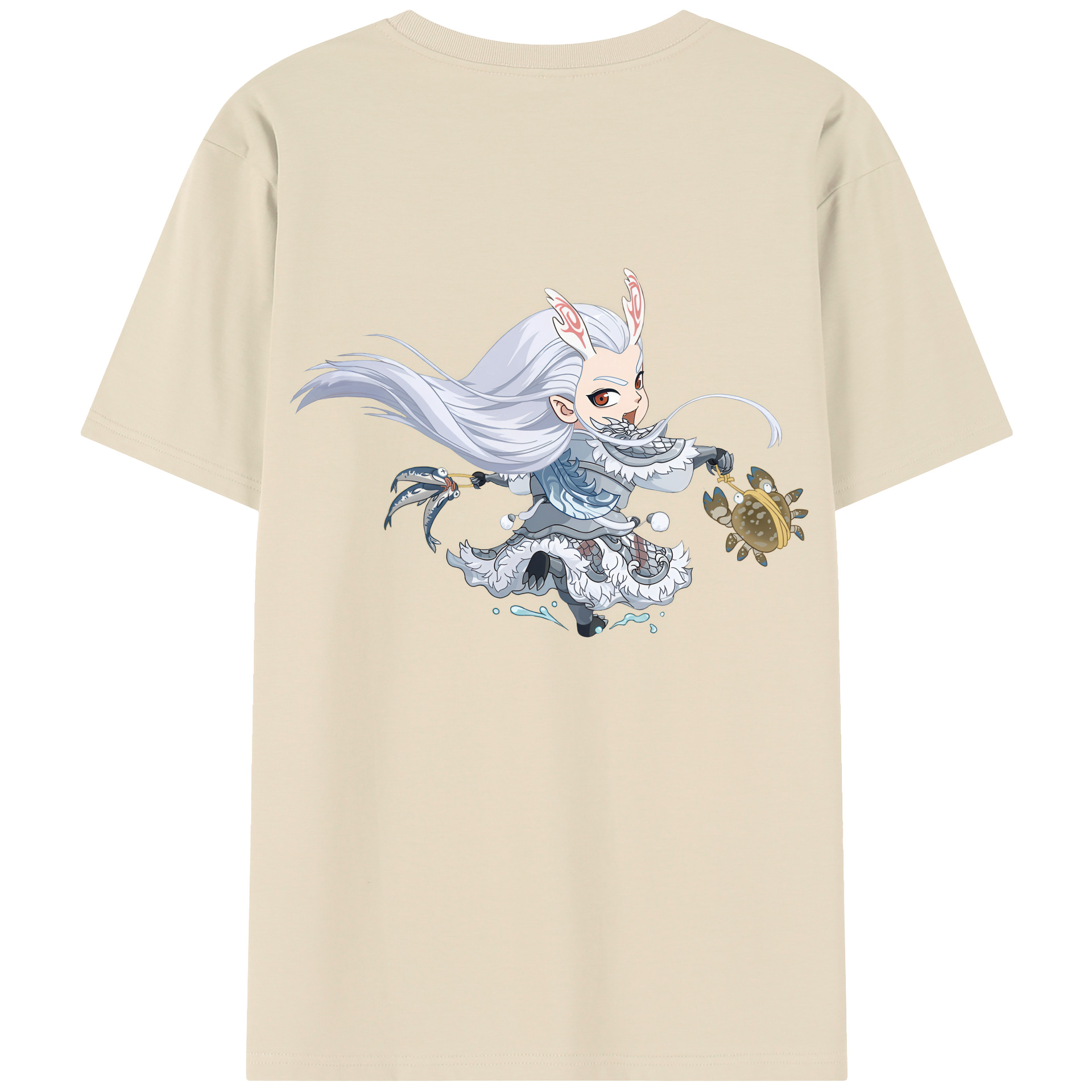 （画像用） Ne Zha 2 ナタ 魔童の大暴れ 綿100％半袖Tシャツ（背面プリント）