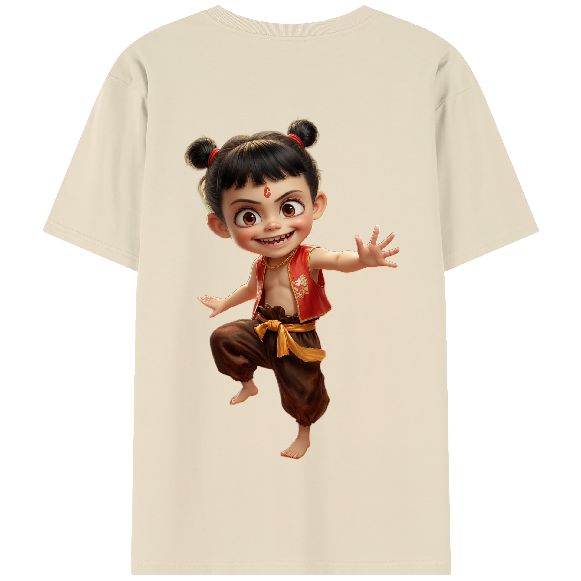 （画像用） Ne Zha 2 ナタ 魔童の大暴れ 綿100％半袖Tシャツ（背面プリント）