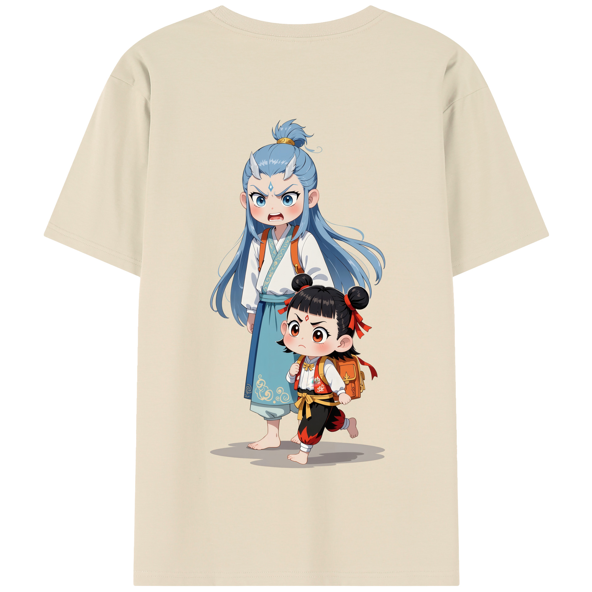 （画像用） Ne Zha 2 ナタ 魔童の大暴れ 綿100％半袖Tシャツ（背面プリント）