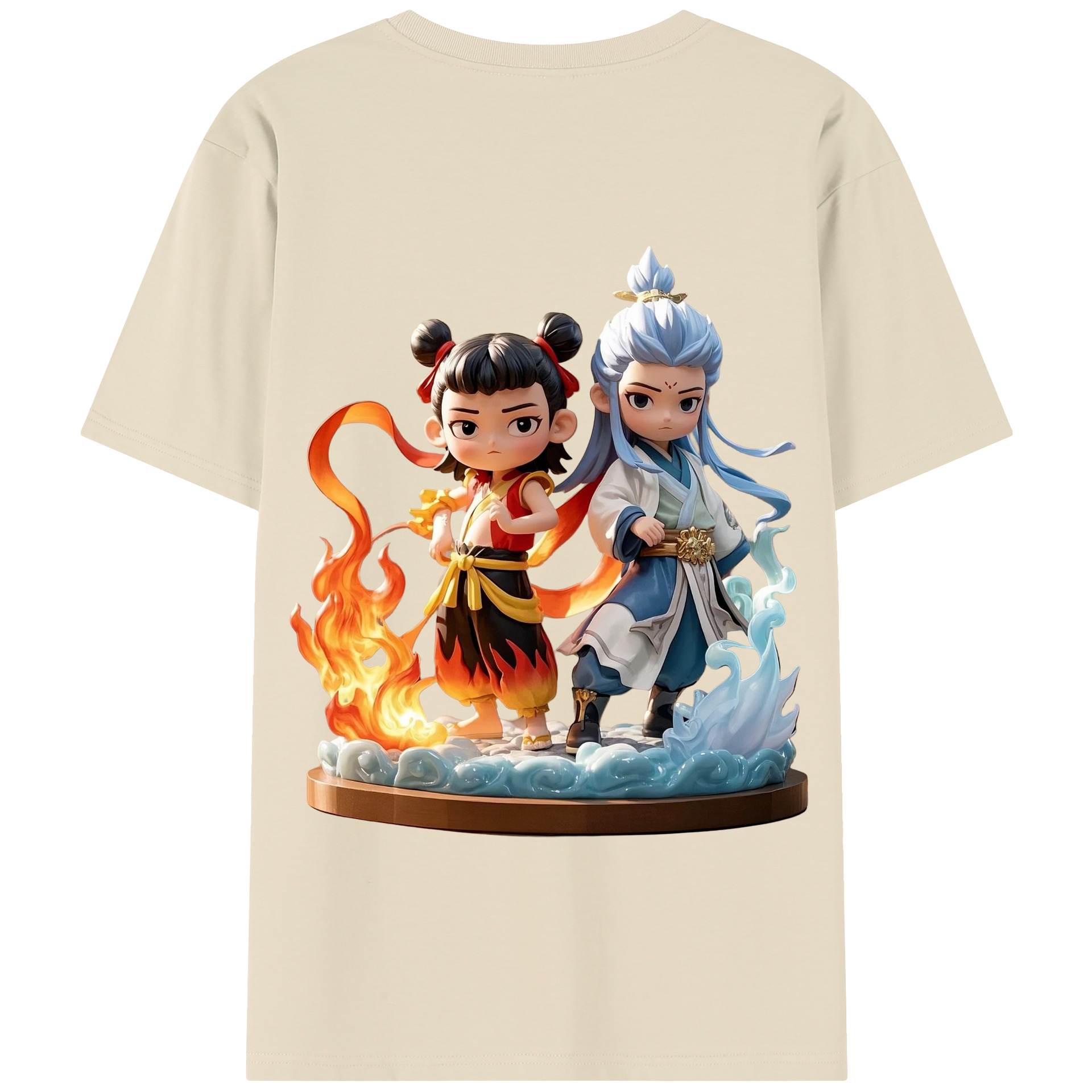 （画像用） Ne Zha 2 ナタ 魔童の大暴れ 綿100％半袖Tシャツ（背面プリント）