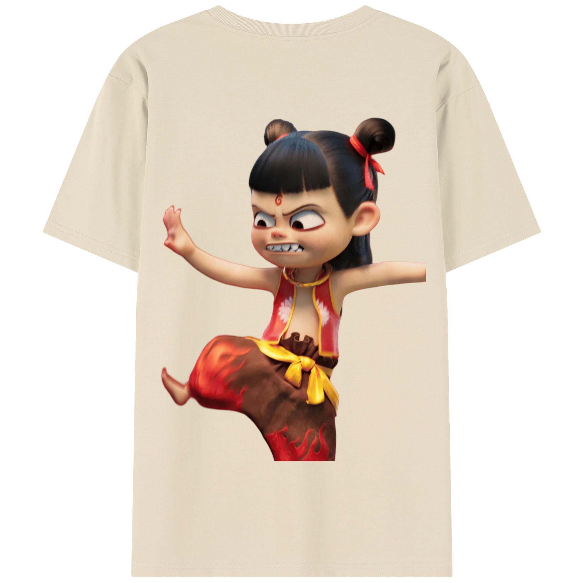 （画像用） Ne Zha 2 ナタ 魔童の大暴れ 綿100％半袖Tシャツ（背面プリント）