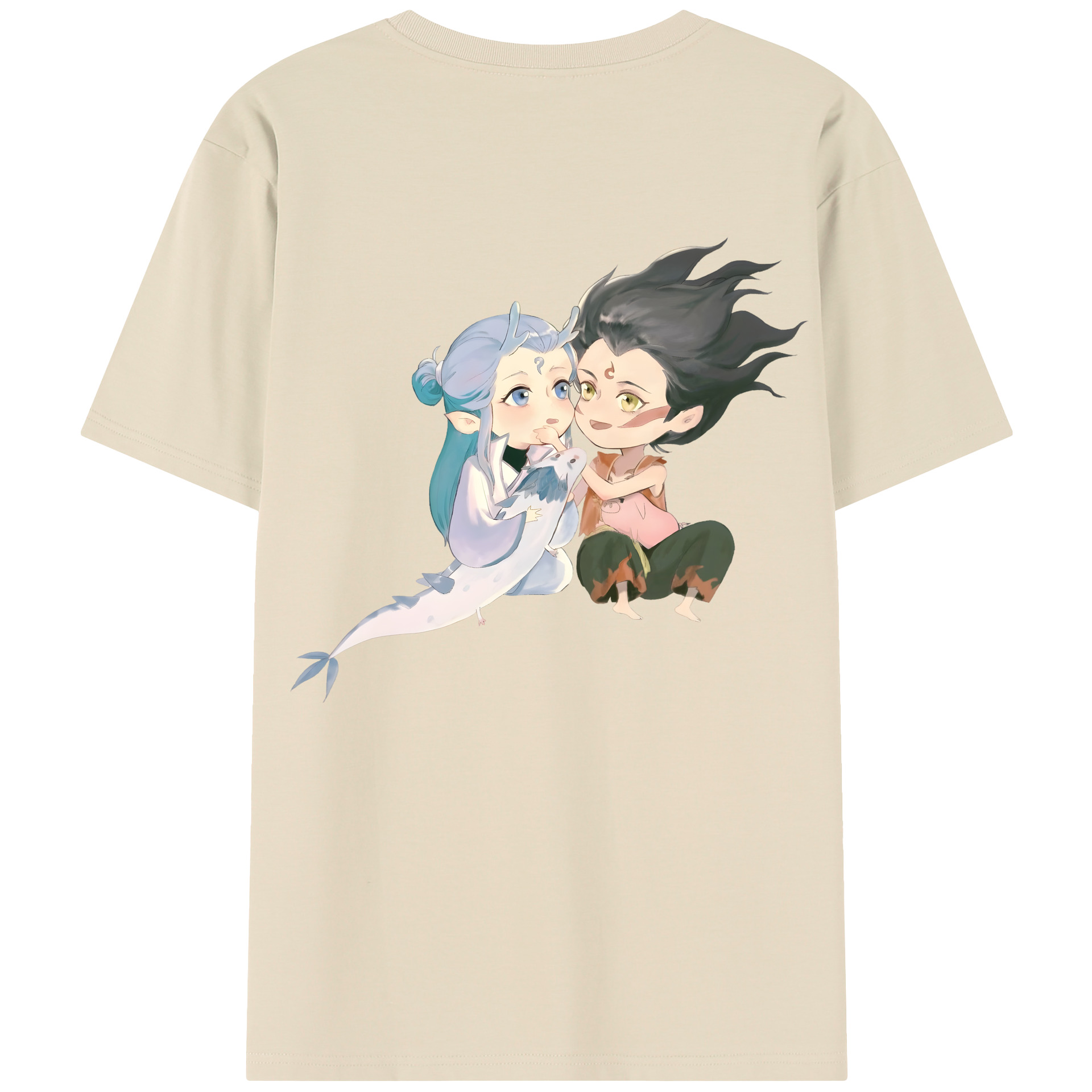 （画像用） Ne Zha 2 ナタ 魔童の大暴れ 綿100％半袖Tシャツ（背面プリント）