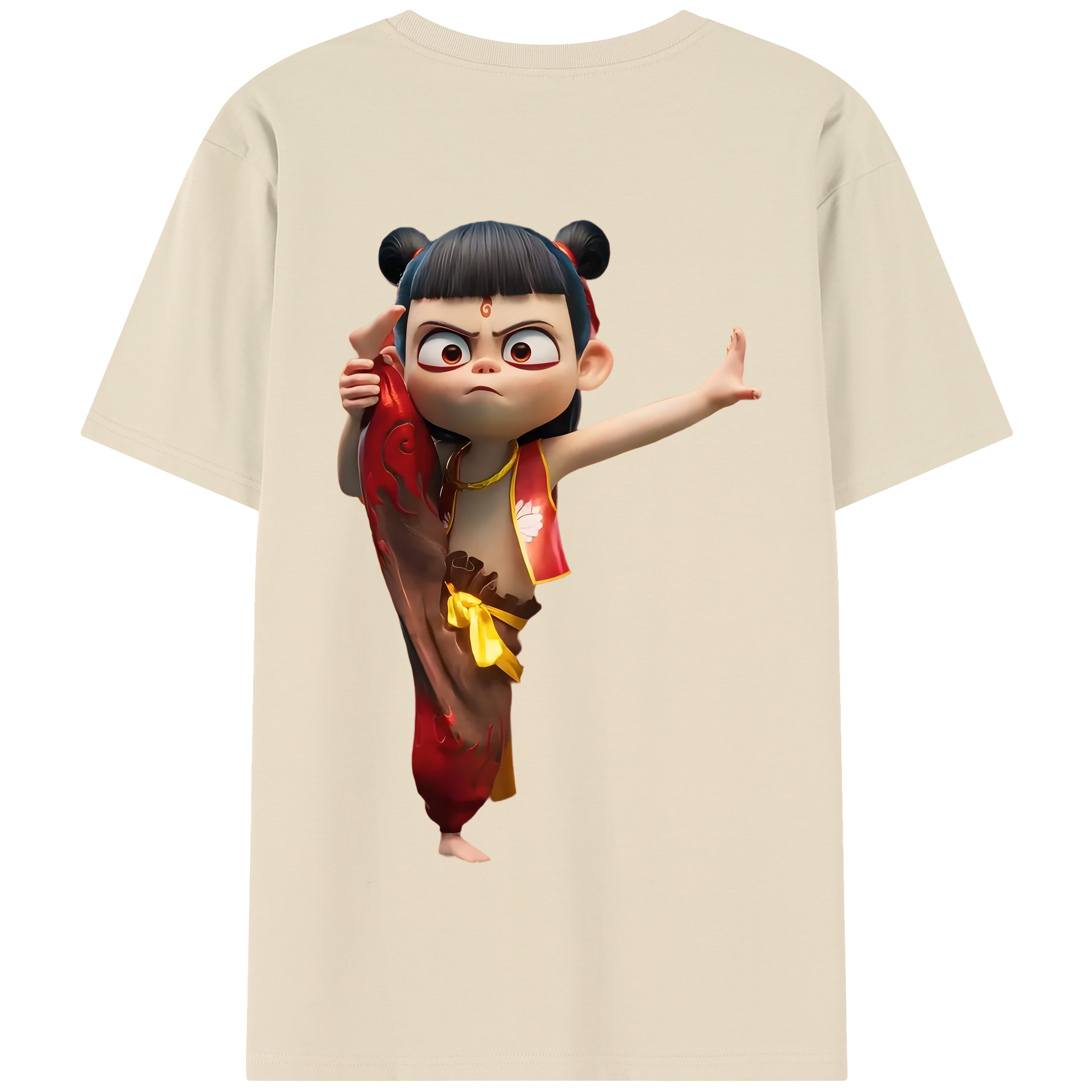 （画像用） Ne Zha 2 ナタ 魔童の大暴れ 綿100％半袖Tシャツ（背面プリント）