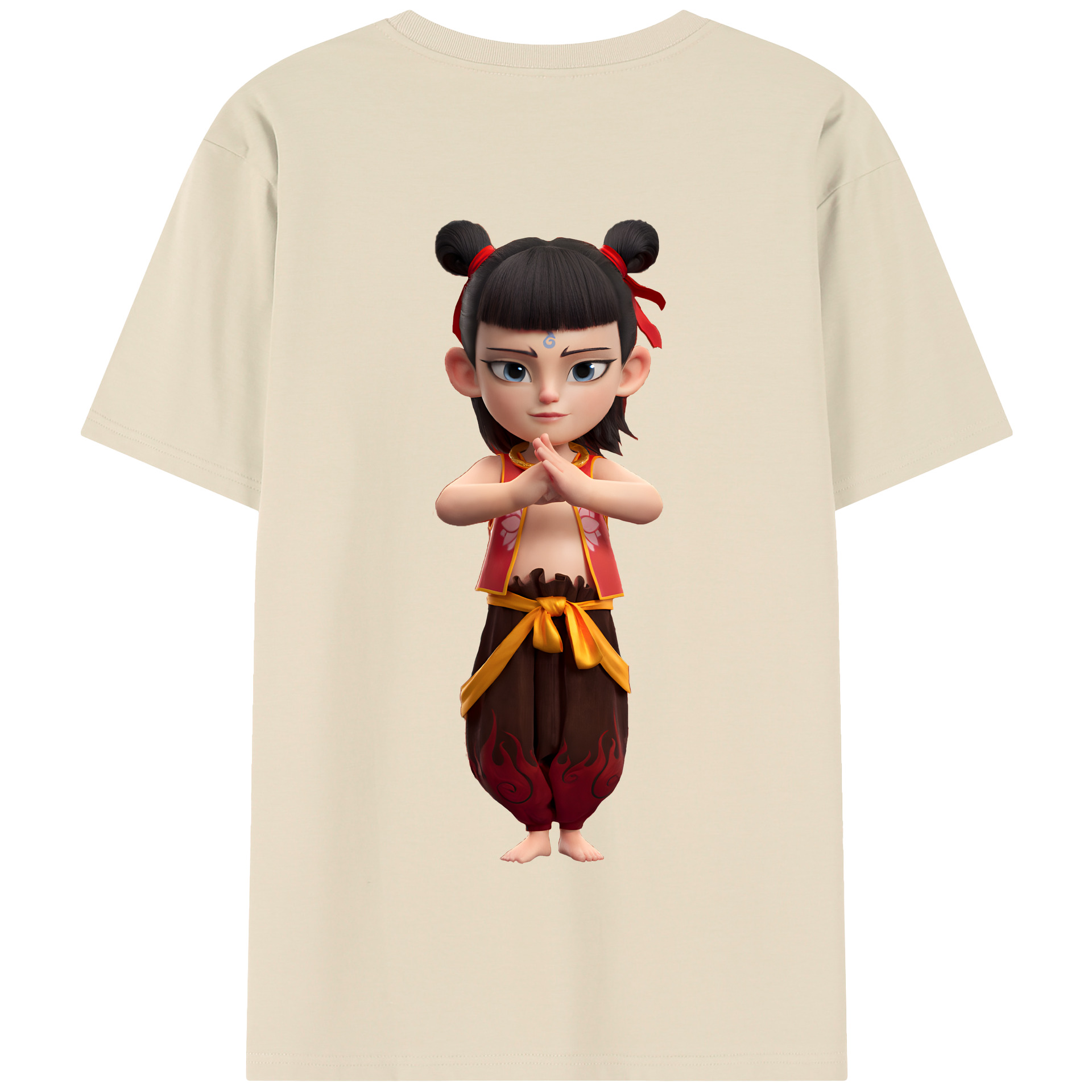 （画像用） Ne Zha 2 ナタ 魔童の大暴れ 綿100％半袖Tシャツ（背面プリント）