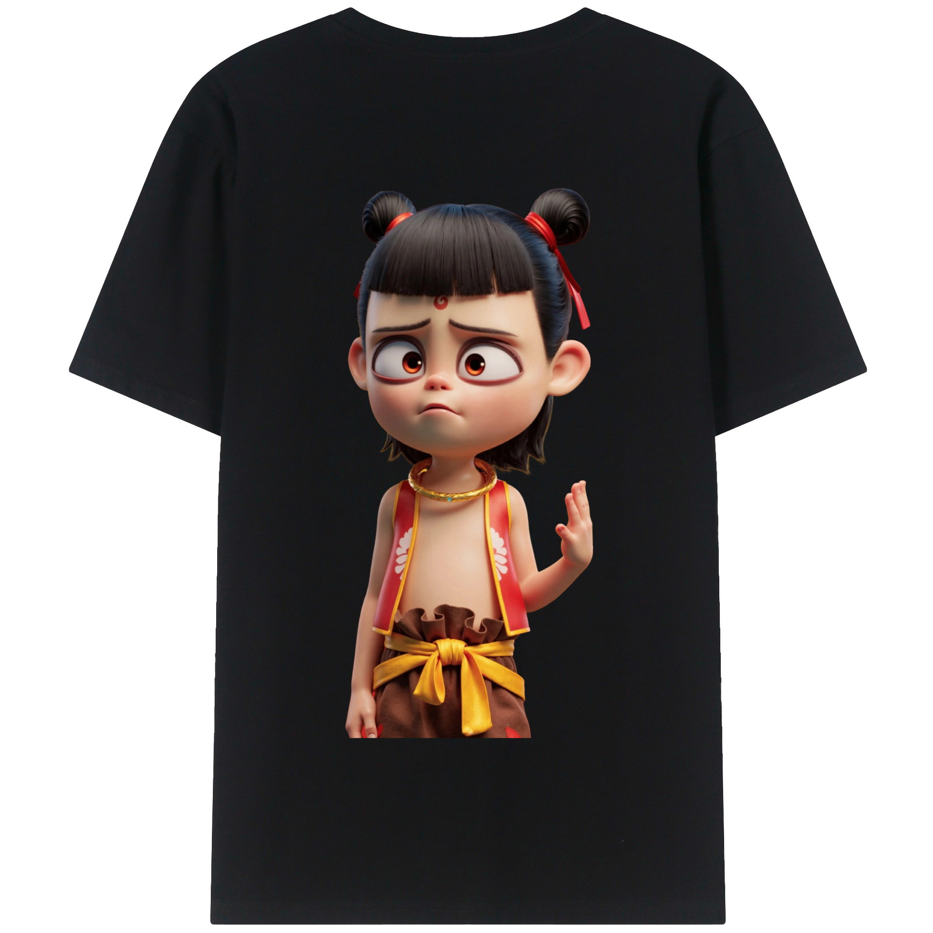 （画像用） Ne Zha 2 ナタ 魔童の大暴れ 綿100％半袖Tシャツ（背面プリント）