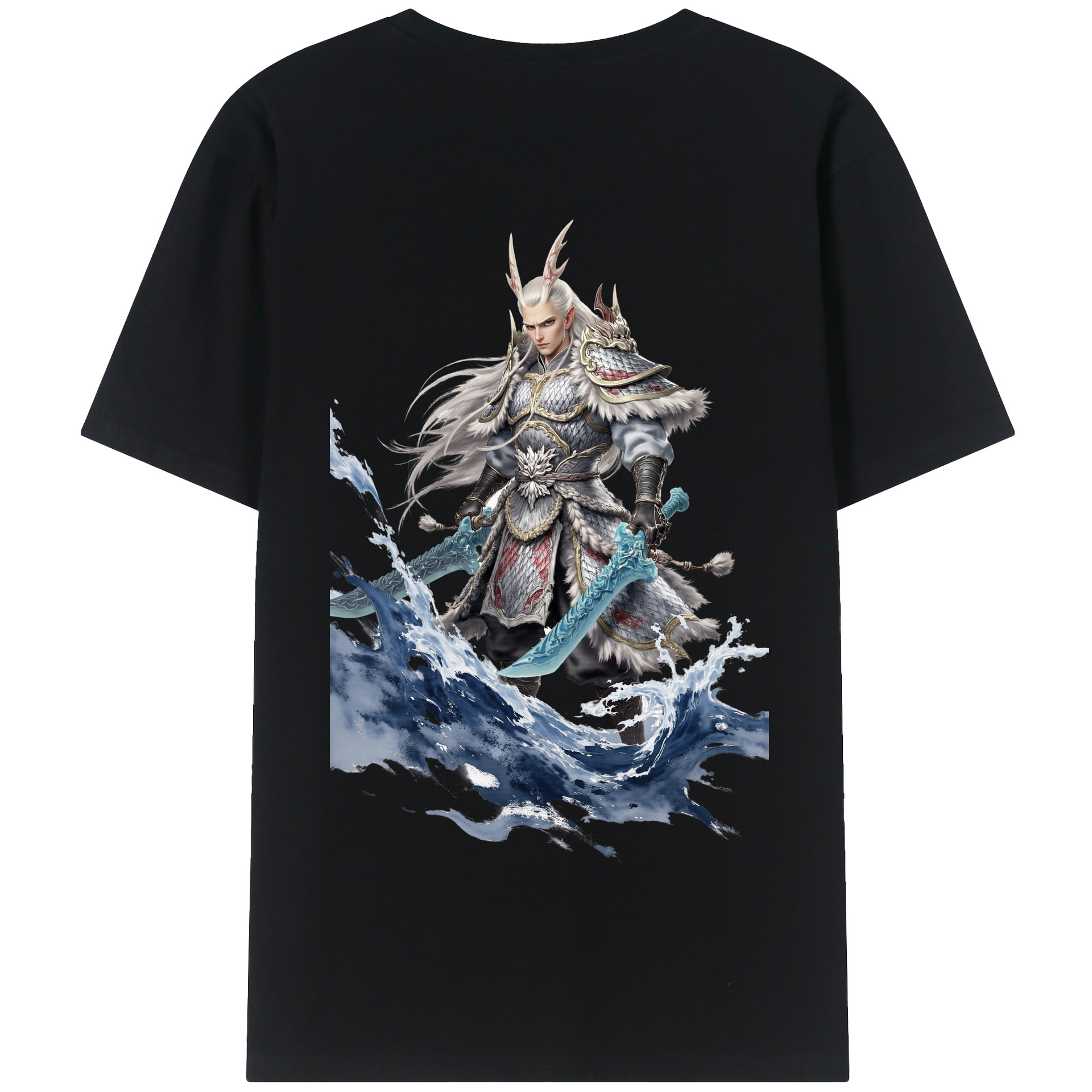 （画像用） Ne Zha 2 ナタ 魔童の大暴れ 綿100％半袖Tシャツ（背面プリント）