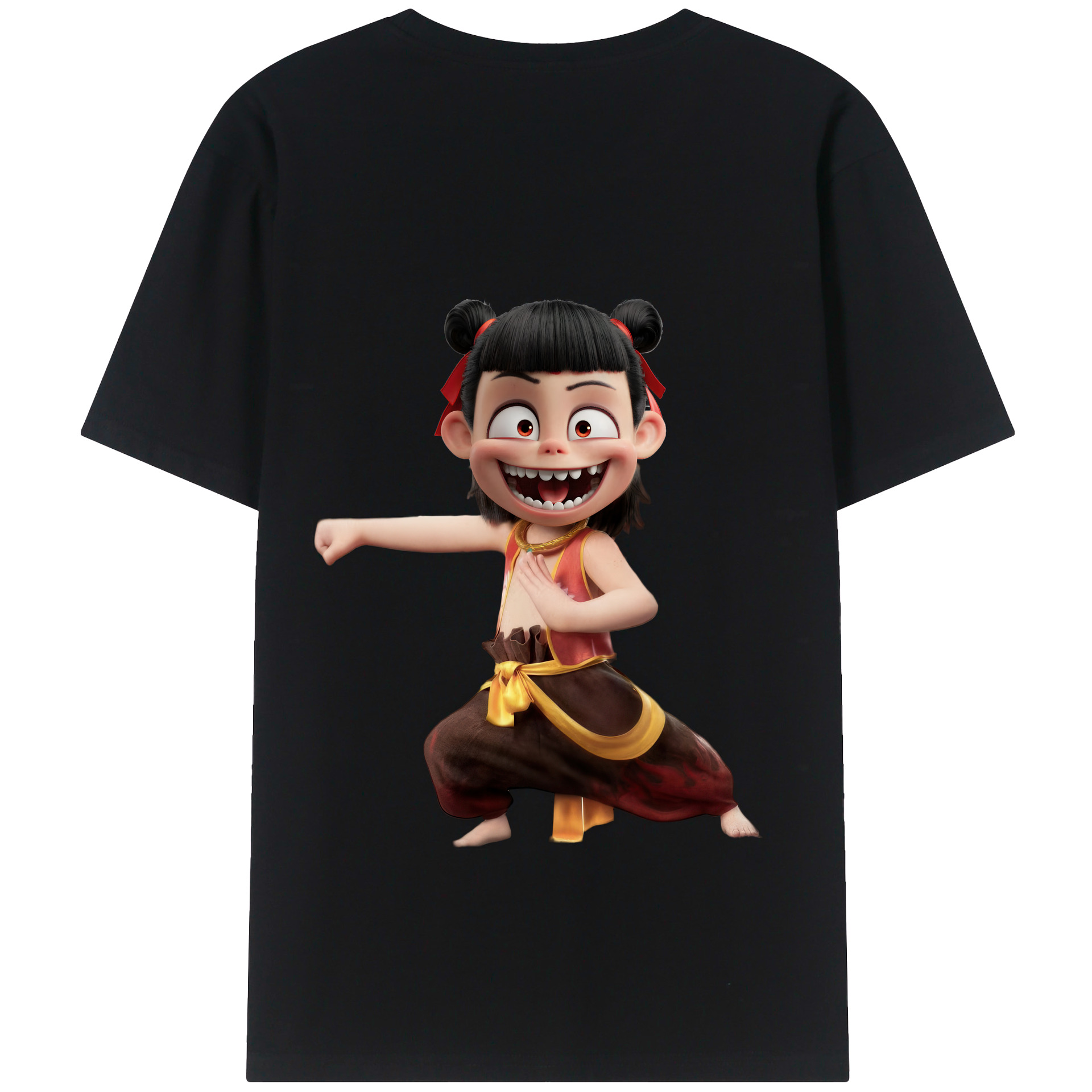 （画像用） Ne Zha 2 ナタ 魔童の大暴れ 綿100％半袖Tシャツ（背面プリント）