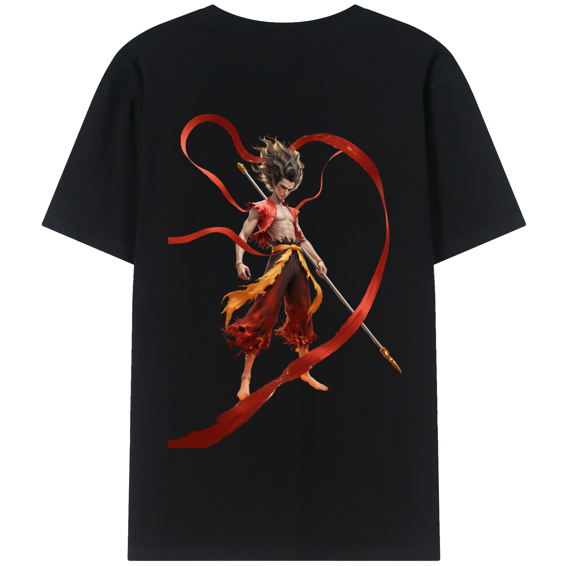 （画像用） Ne Zha 2 ナタ 魔童の大暴れ 綿100％半袖Tシャツ（背面プリント）