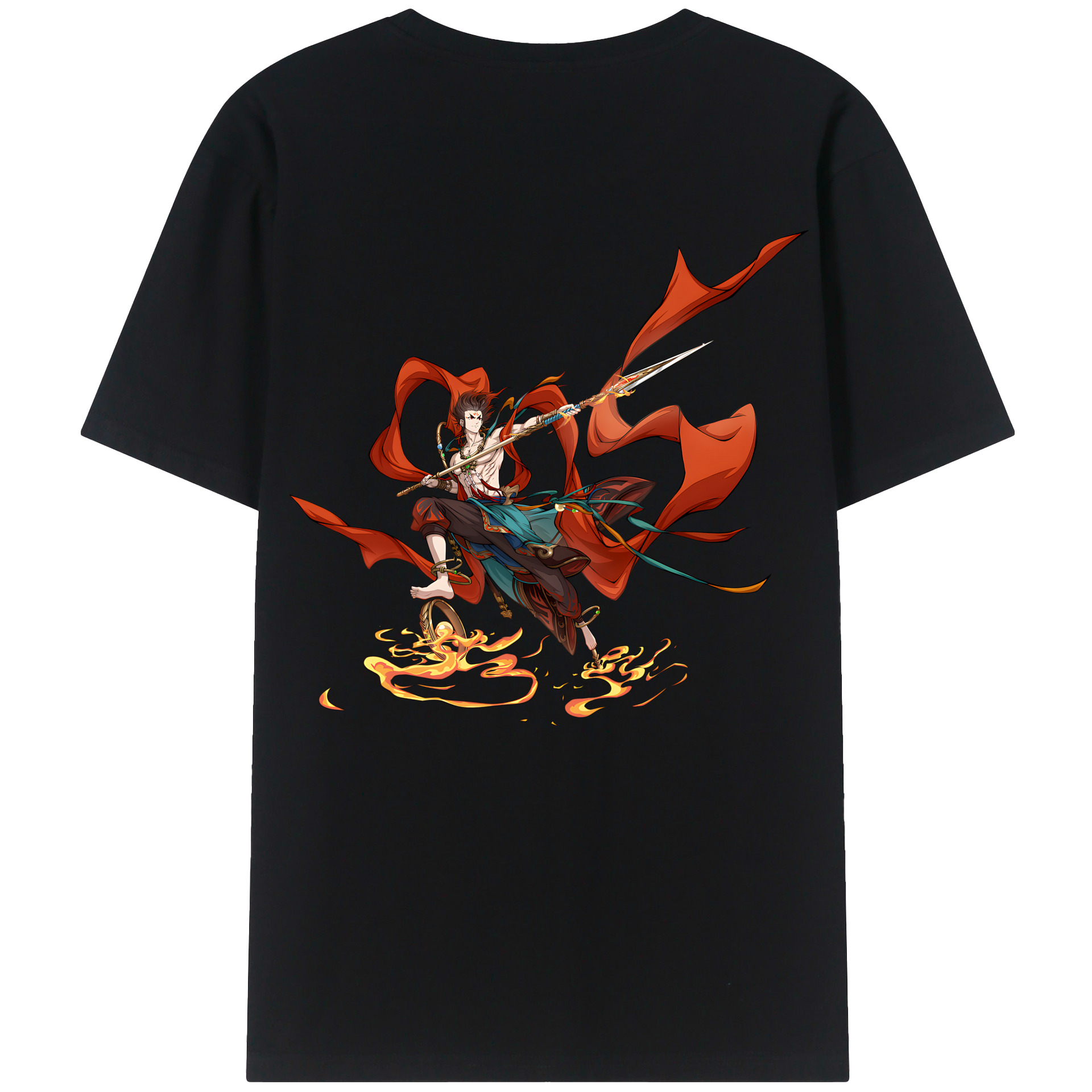（画像用） Ne Zha 2 ナタ 魔童の大暴れ 綿100％半袖Tシャツ（背面プリント）