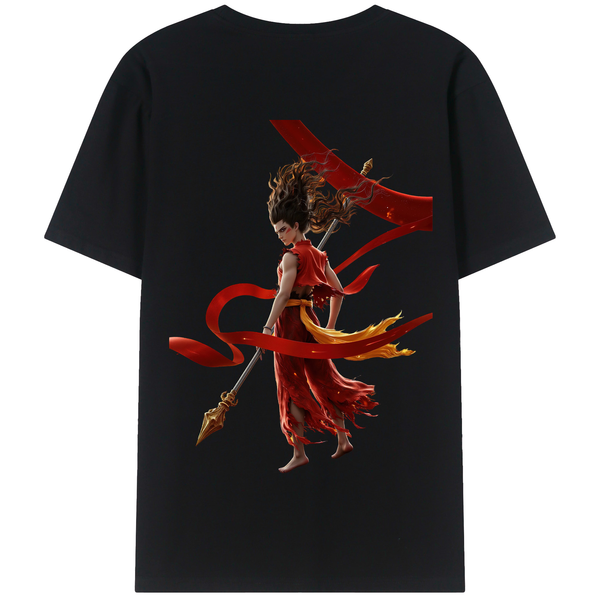 （画像用） Ne Zha 2 ナタ 魔童の大暴れ 綿100％半袖Tシャツ（背面プリント）