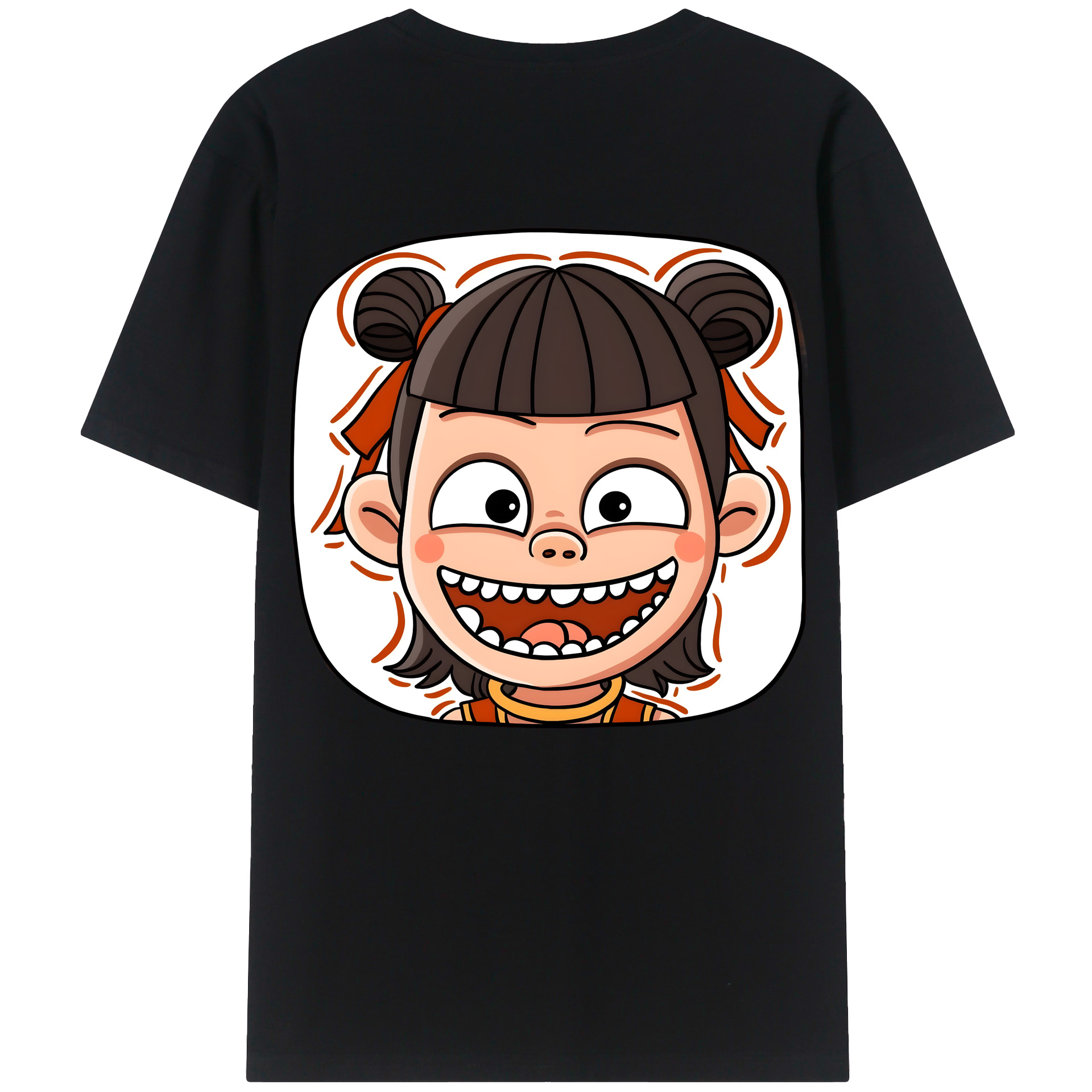 （画像用） Ne Zha 2 ナタ 魔童の大暴れ 綿100％半袖Tシャツ（背面プリント）