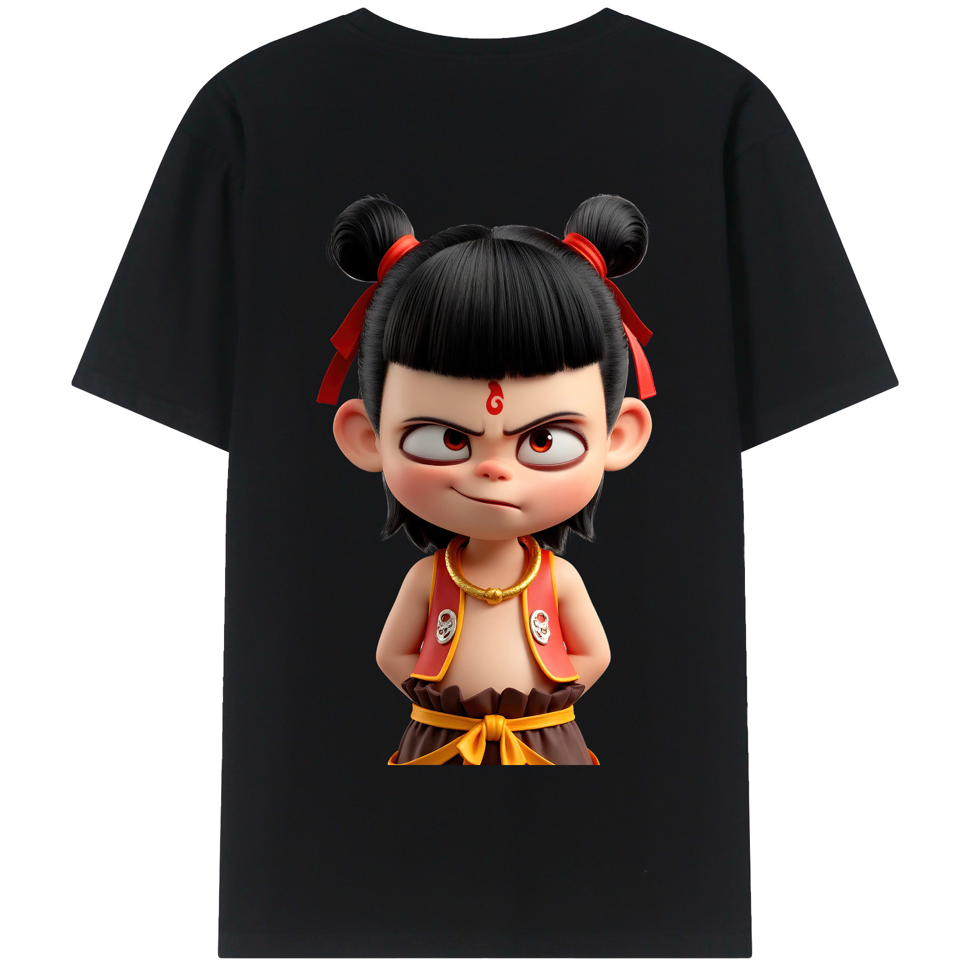 （画像用） Ne Zha 2 ナタ 魔童の大暴れ 綿100％半袖Tシャツ（背面プリント）