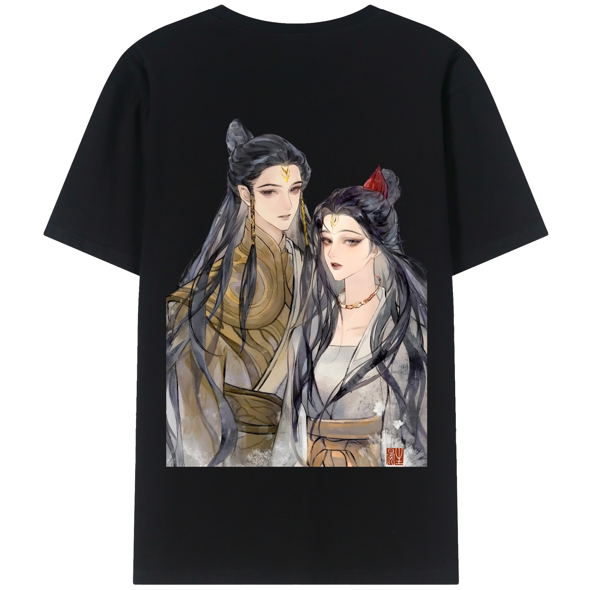（画像用） Ne Zha 2 ナタ 魔童の大暴れ 綿100％半袖Tシャツ（背面プリント）