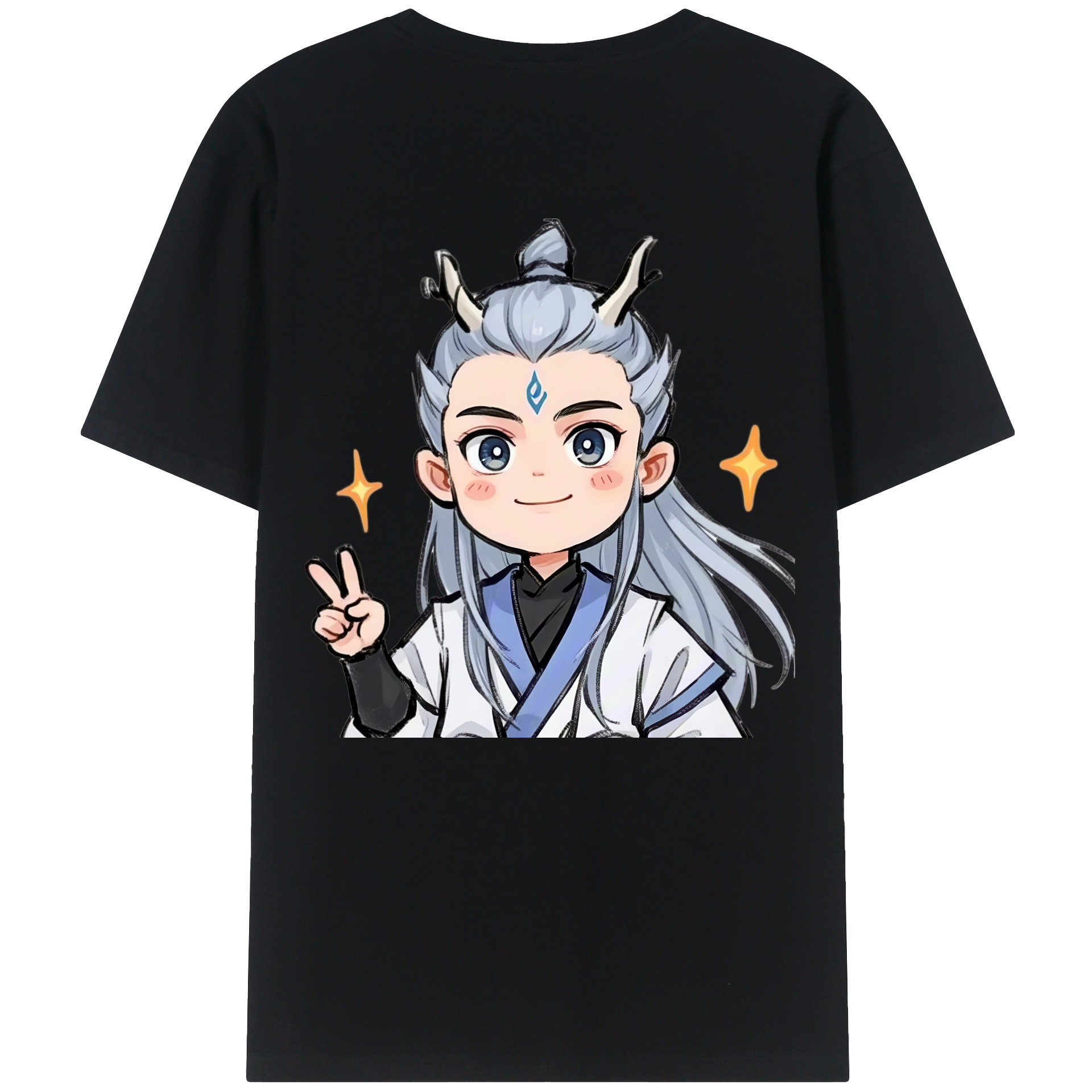 （画像用） Ne Zha 2 ナタ 魔童の大暴れ 綿100％半袖Tシャツ（背面プリント）