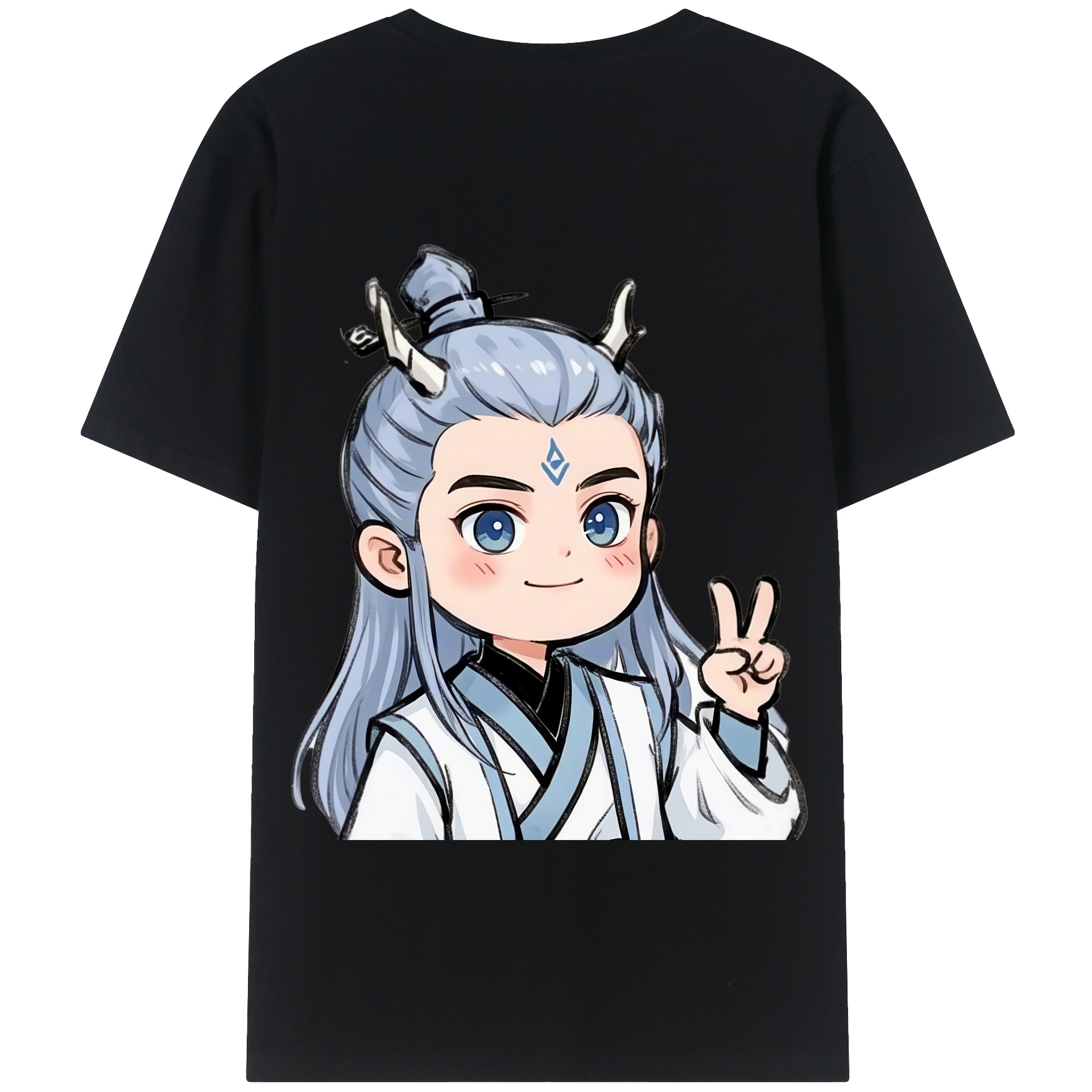 （画像用） Ne Zha 2 ナタ 魔童の大暴れ 綿100％半袖Tシャツ（背面プリント）