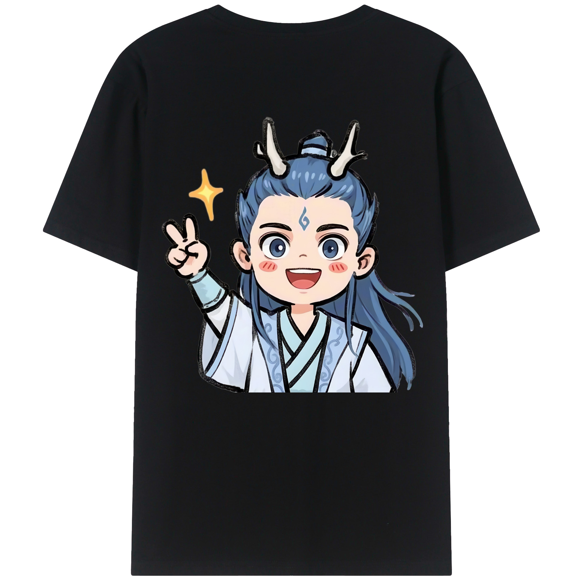 （画像用） Ne Zha 2 ナタ 魔童の大暴れ 綿100％半袖Tシャツ（背面プリント）
