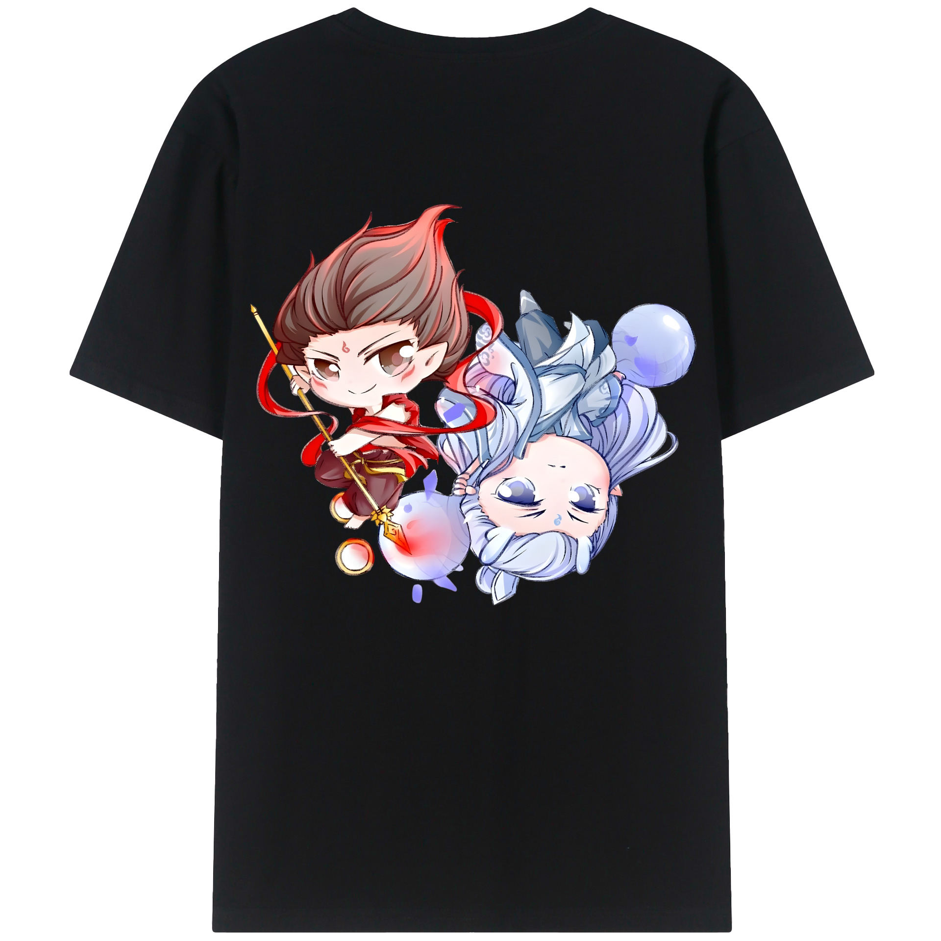 （画像用） Ne Zha 2 ナタ 魔童の大暴れ 綿100％半袖Tシャツ（背面プリント）