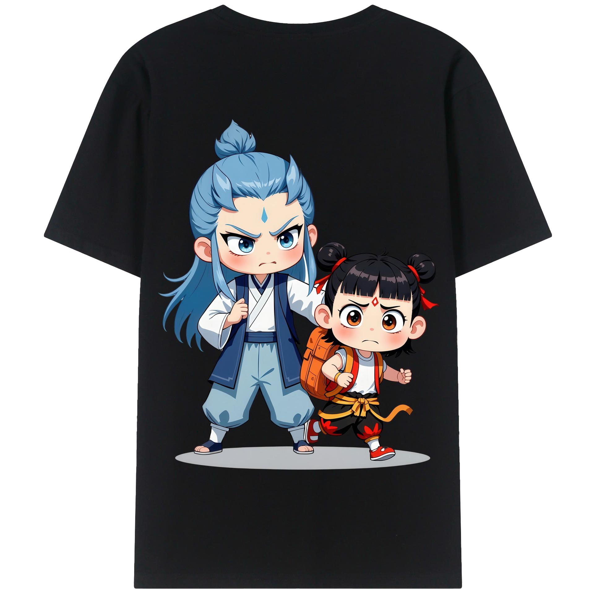 （画像用） Ne Zha 2 ナタ 魔童の大暴れ 綿100％半袖Tシャツ（背面プリント）