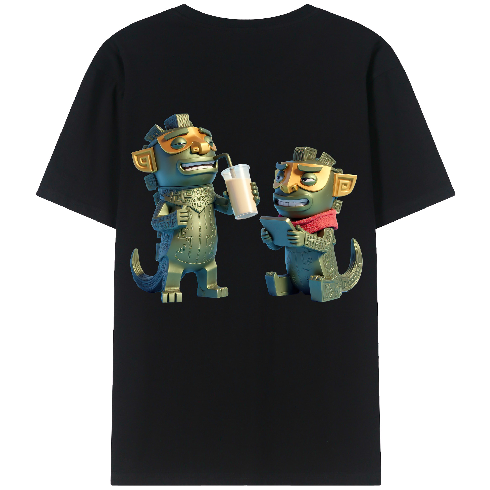 （画像用） Ne Zha 2 ナタ 魔童の大暴れ 綿100％半袖Tシャツ（背面プリント）