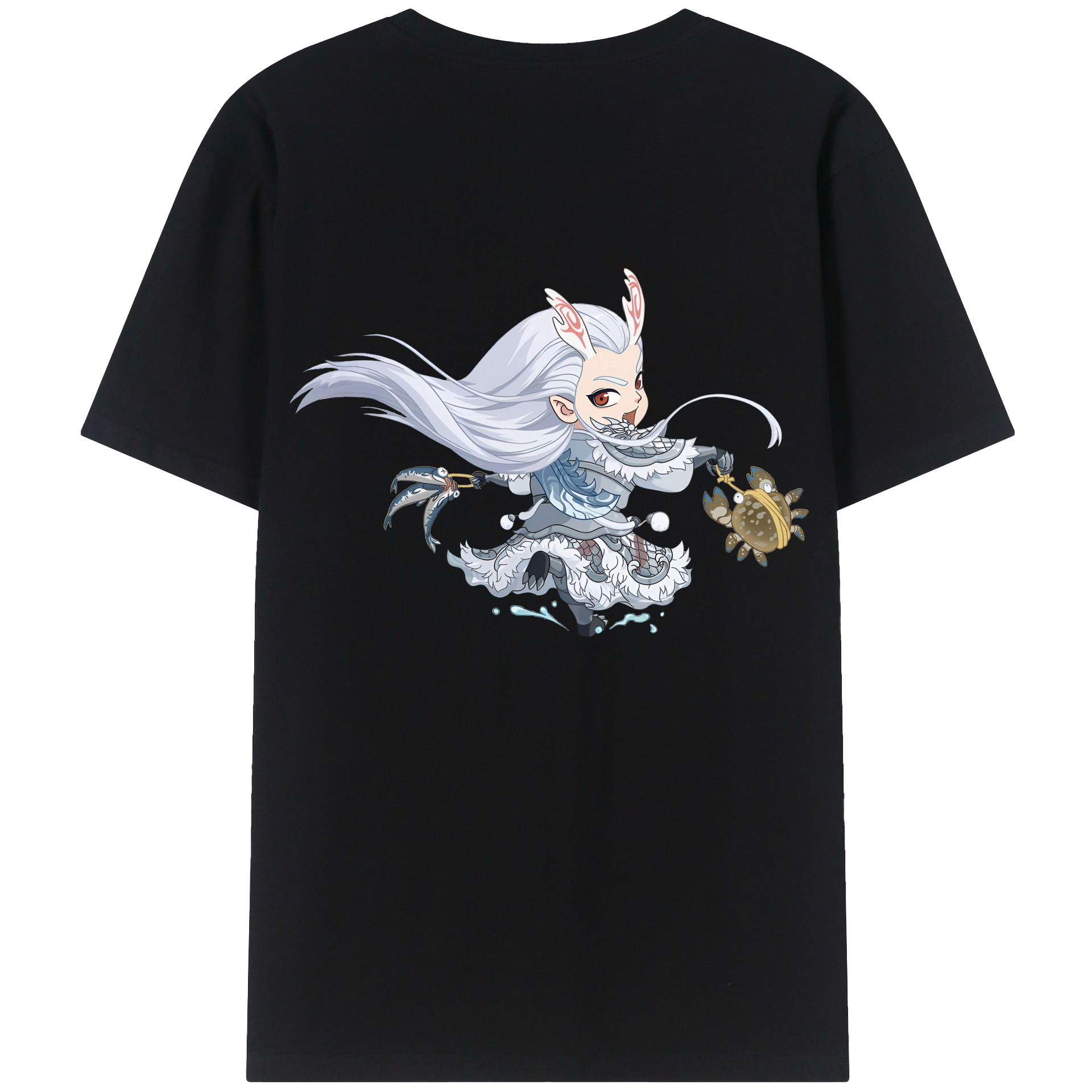 （画像用） Ne Zha 2 ナタ 魔童の大暴れ 綿100％半袖Tシャツ（背面プリント）
