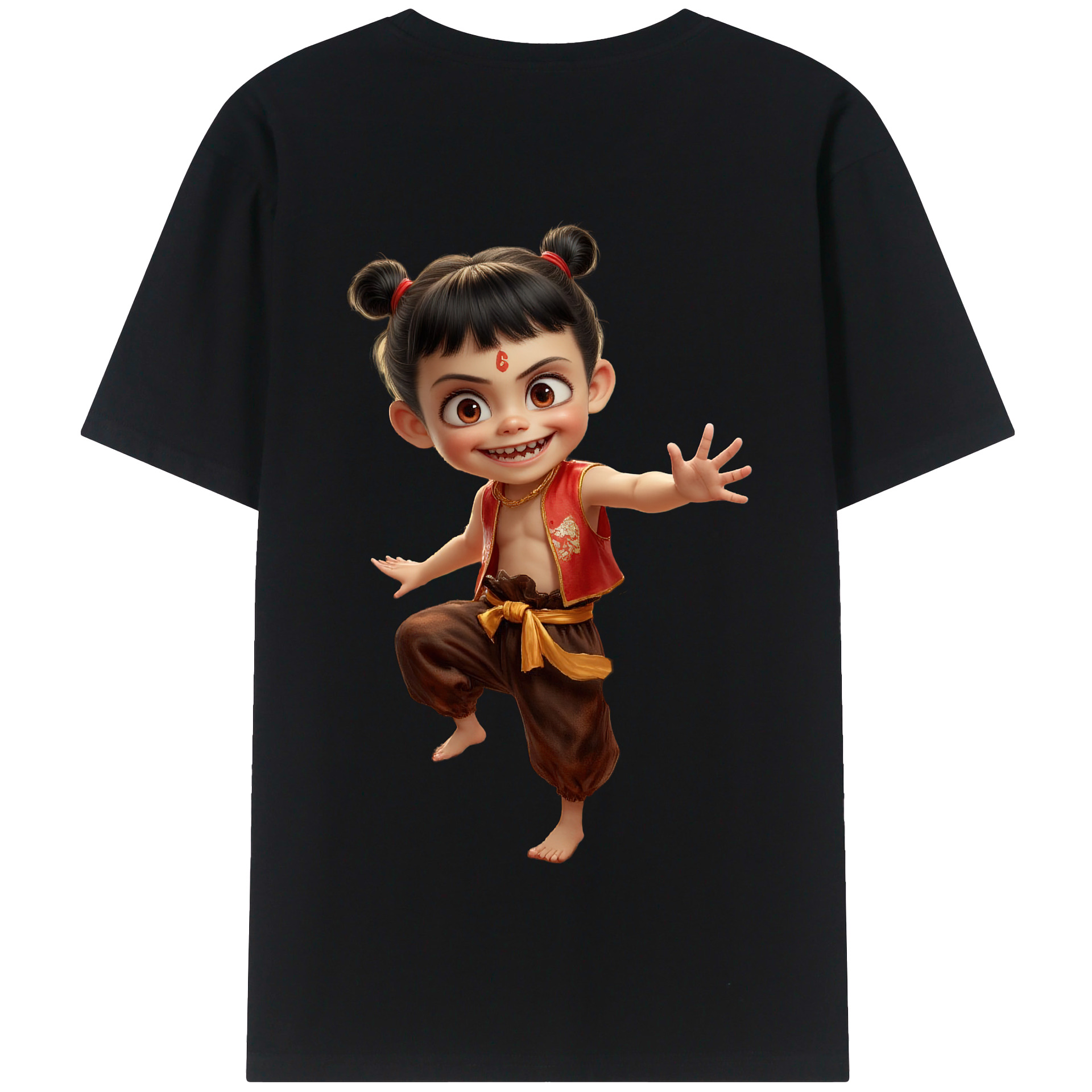 （画像用） Ne Zha 2 ナタ 魔童の大暴れ 綿100％半袖Tシャツ（背面プリント）