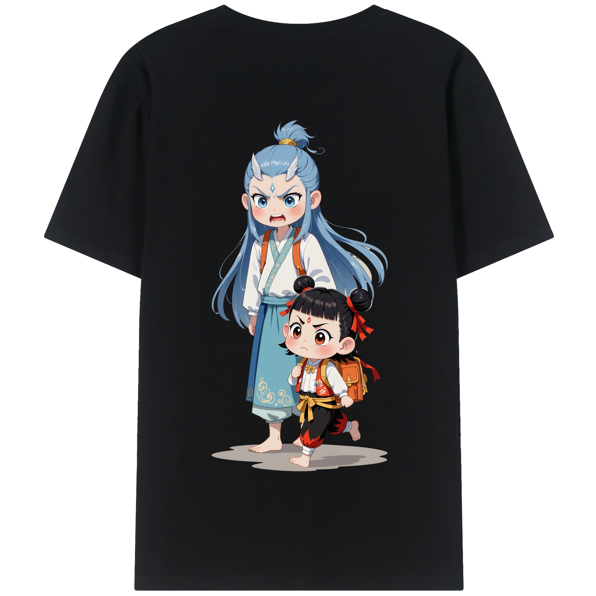 （画像用） Ne Zha 2 ナタ 魔童の大暴れ 綿100％半袖Tシャツ（背面プリント）