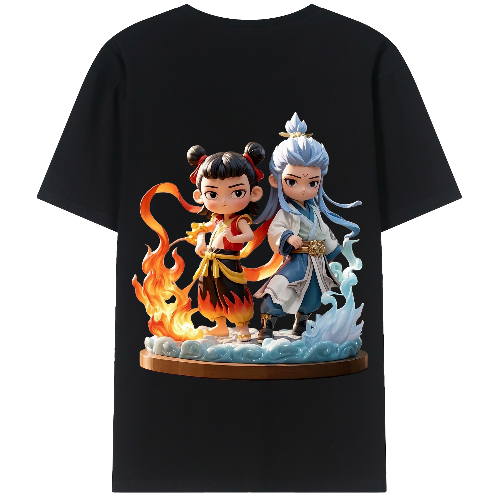 （画像用） Ne Zha 2 ナタ 魔童の大暴れ 綿100％半袖Tシャツ（背面プリント）