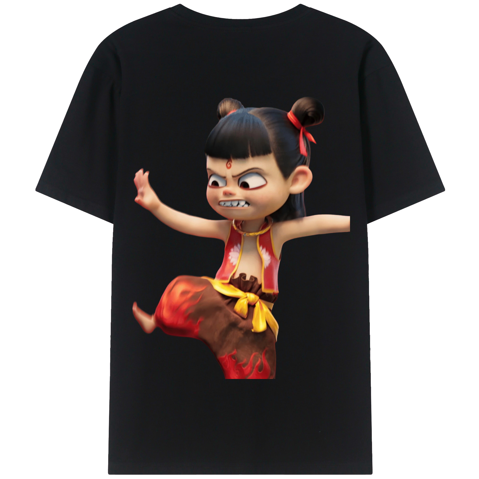 （画像用） Ne Zha 2 ナタ 魔童の大暴れ 綿100％半袖Tシャツ（背面プリント）