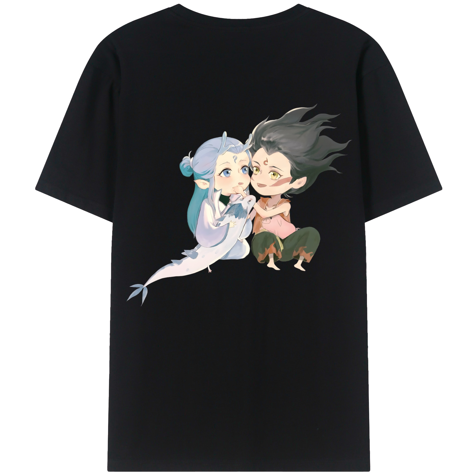 （画像用） Ne Zha 2 ナタ 魔童の大暴れ 綿100％半袖Tシャツ（背面プリント）