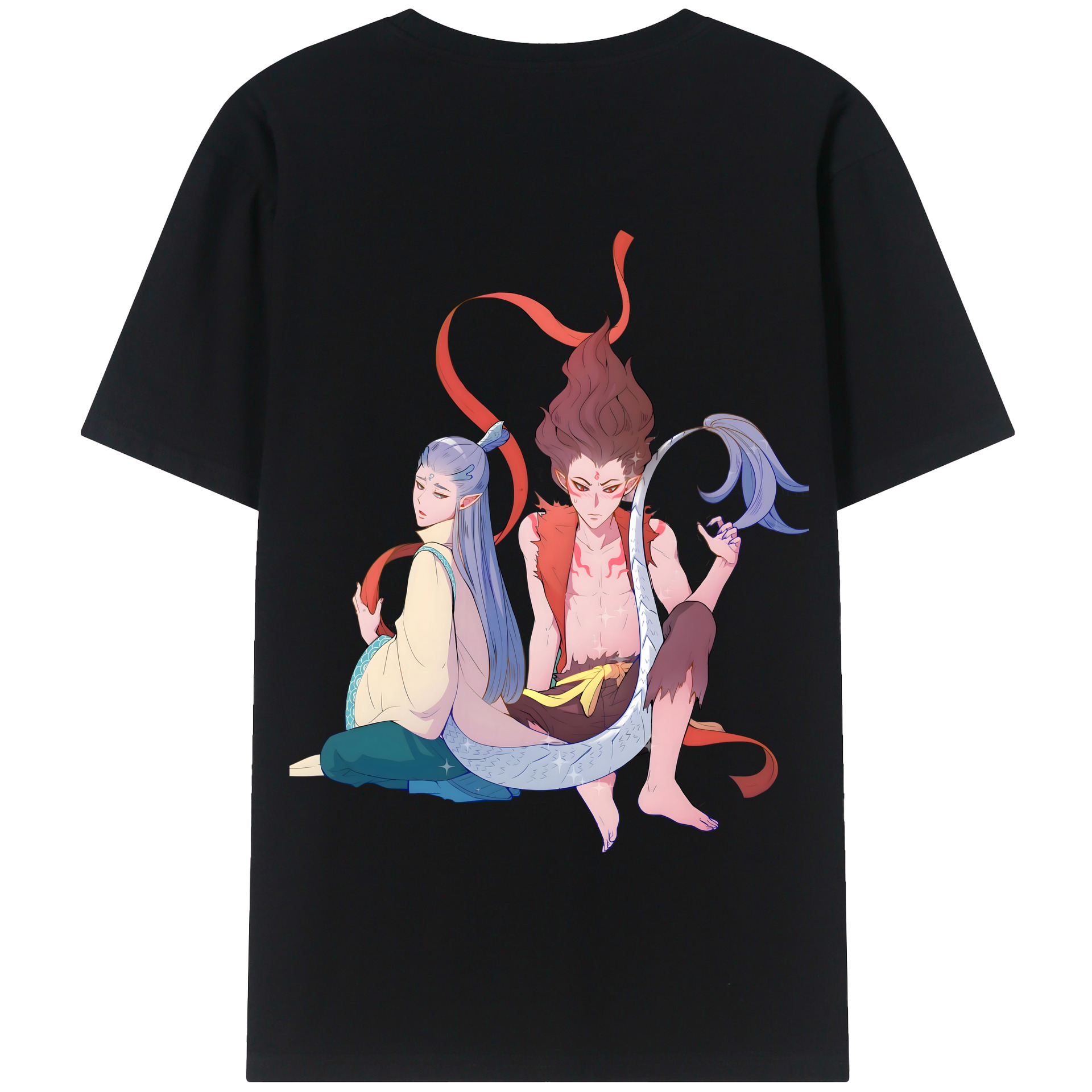（画像用） Ne Zha 2 ナタ 魔童の大暴れ 綿100％半袖Tシャツ（背面プリント）