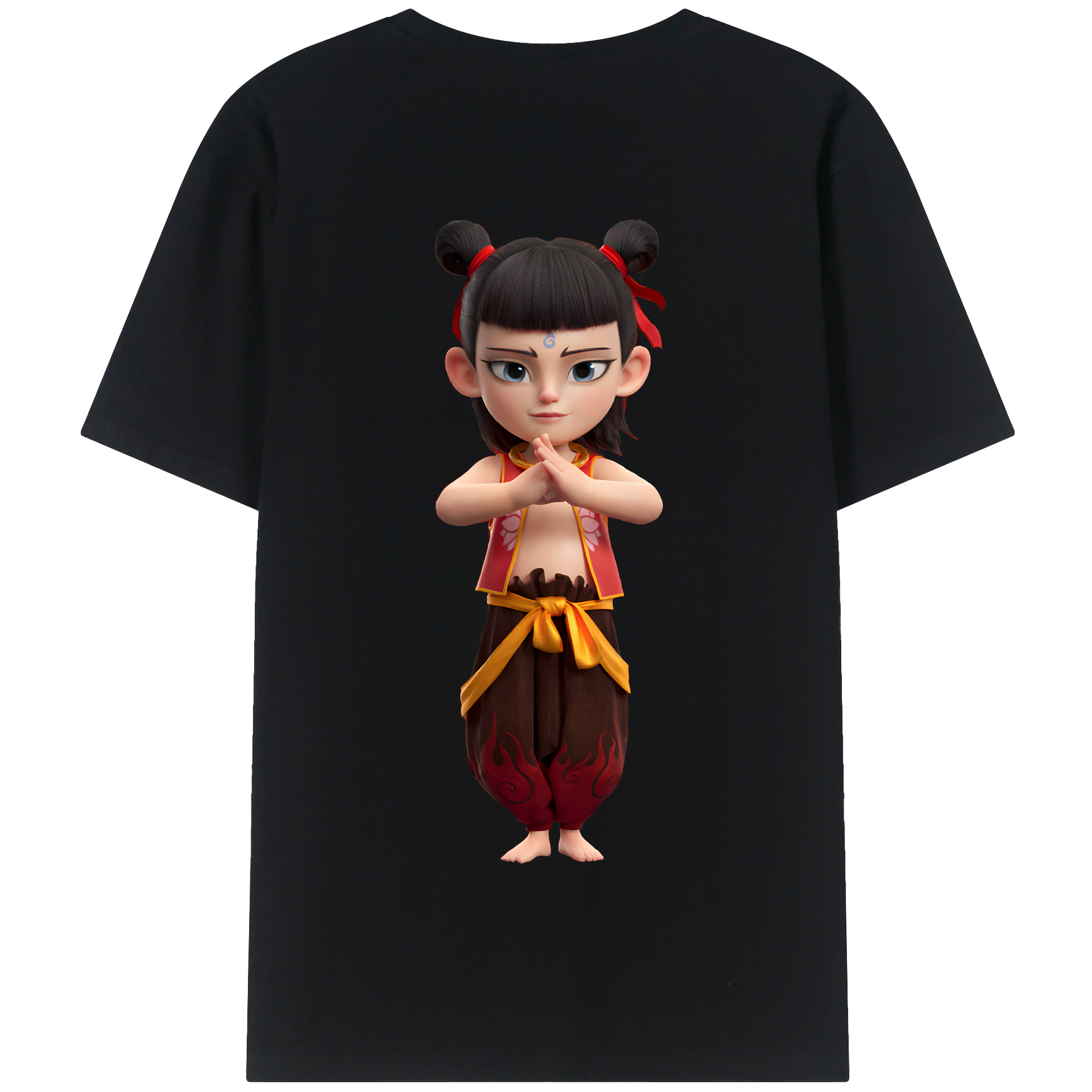（画像用） Ne Zha 2 ナタ 魔童の大暴れ 綿100％半袖Tシャツ（背面プリント）