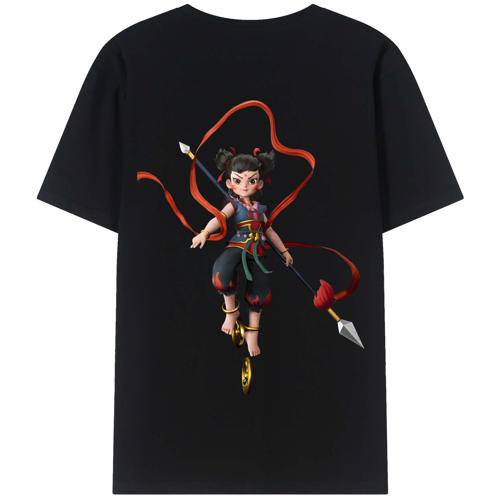 （画像用） Ne Zha 2 ナタ 魔童の大暴れ 綿100％半袖Tシャツ（背面プリント）