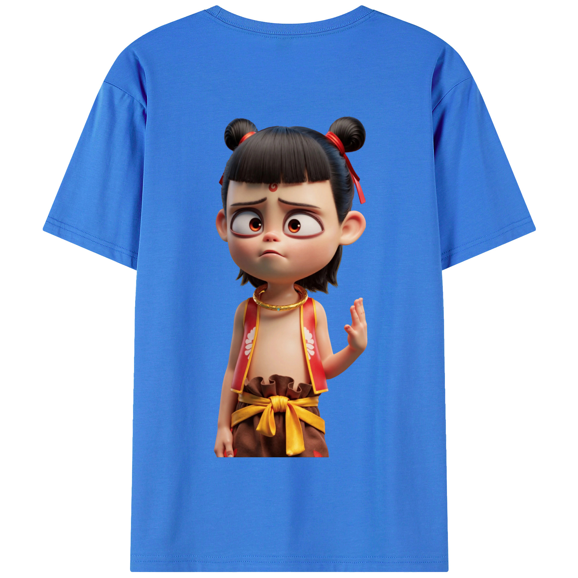 （画像用） Ne Zha 2 ナタ 魔童の大暴れ 綿100％半袖Tシャツ（背面プリント）