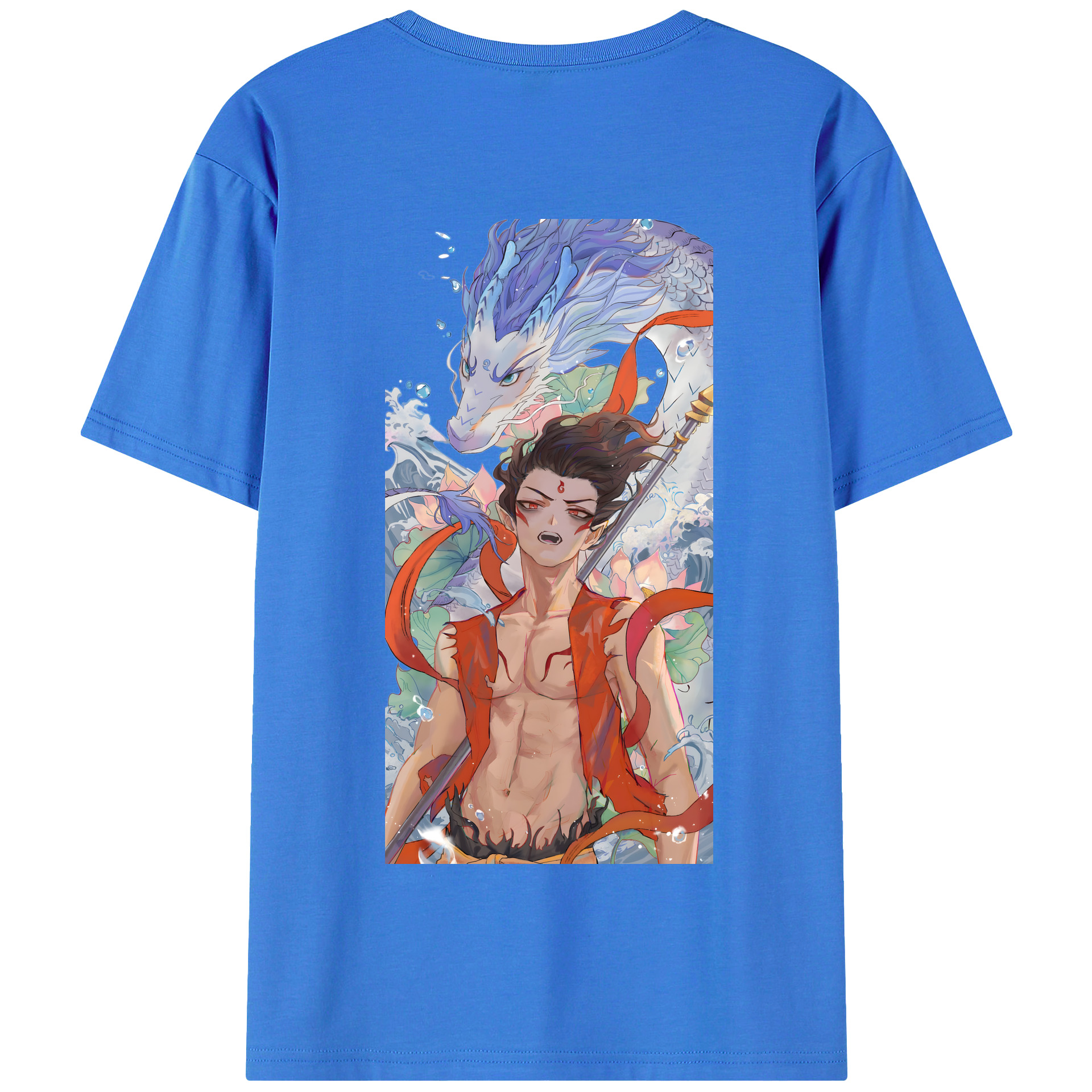 （画像用） Ne Zha 2 ナタ 魔童の大暴れ 綿100％半袖Tシャツ（背面プリント）