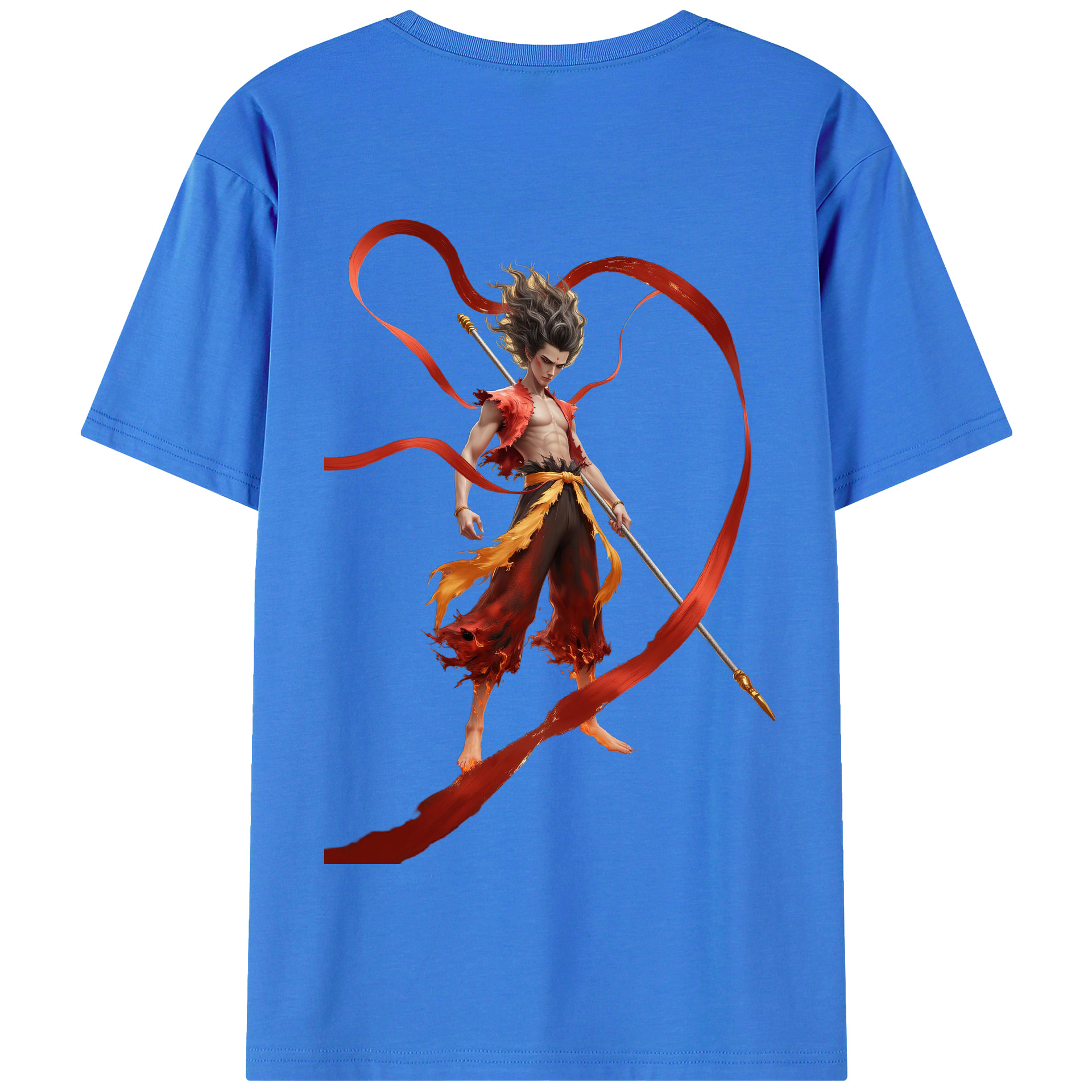 （画像用） Ne Zha 2 ナタ 魔童の大暴れ 綿100％半袖Tシャツ（背面プリント）