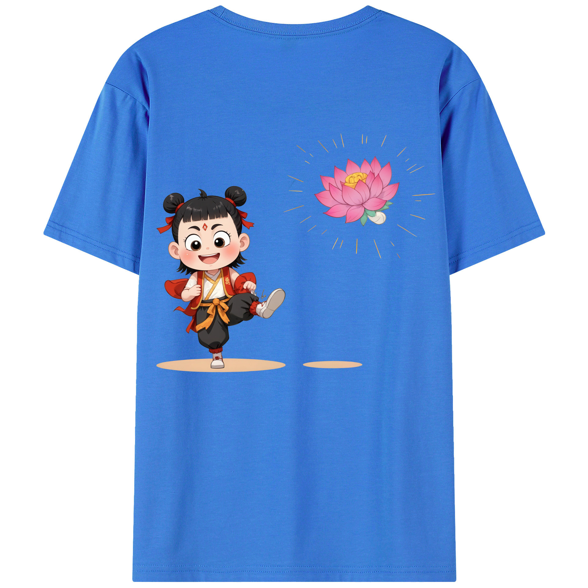 （画像用） Ne Zha 2 ナタ 魔童の大暴れ 綿100％半袖Tシャツ（背面プリント）