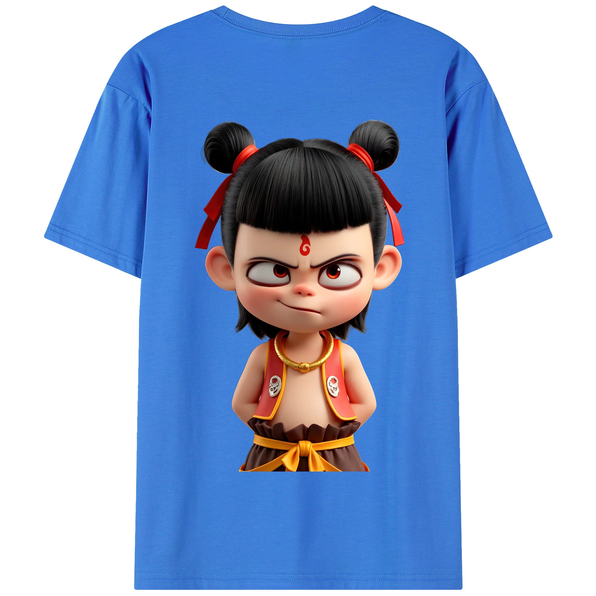（画像用） Ne Zha 2 ナタ 魔童の大暴れ 綿100％半袖Tシャツ（背面プリント）