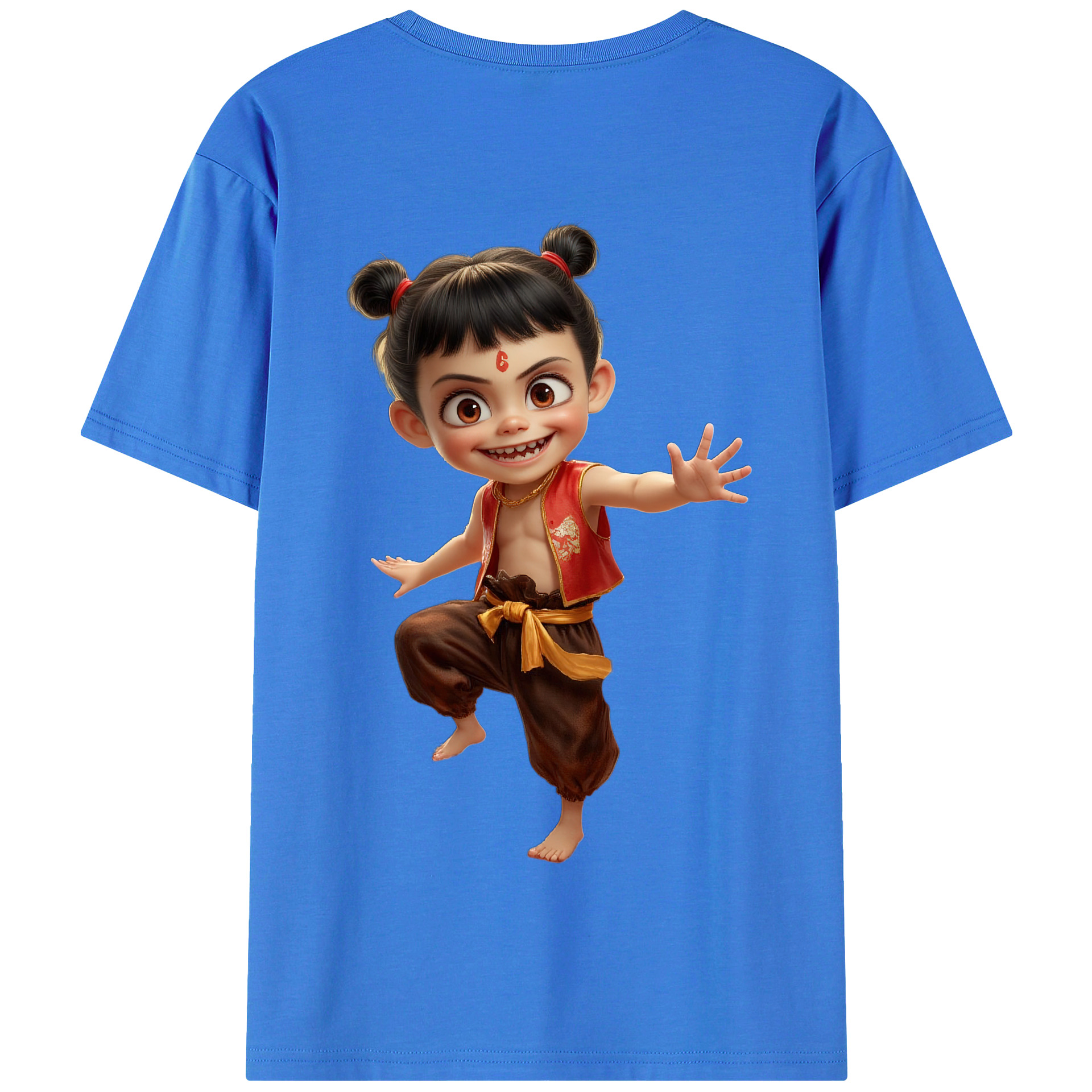 （画像用） Ne Zha 2 ナタ 魔童の大暴れ 綿100％半袖Tシャツ（背面プリント）