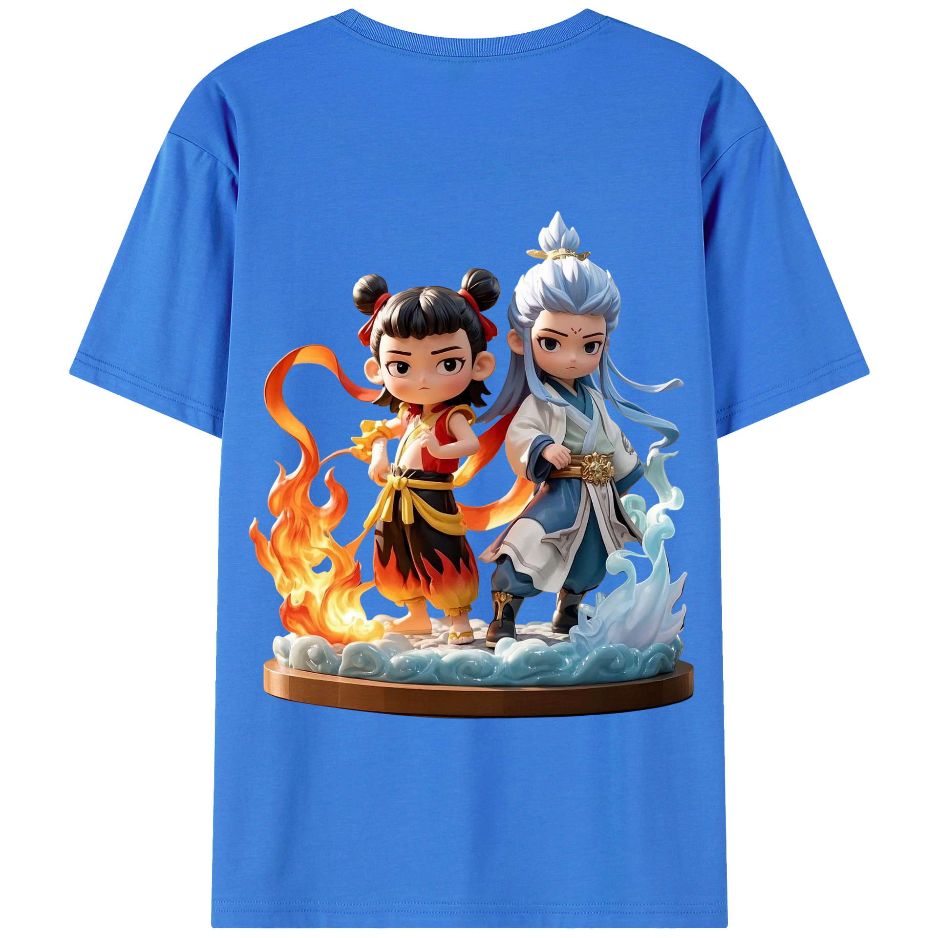 （画像用） Ne Zha 2 ナタ 魔童の大暴れ 綿100％半袖Tシャツ（背面プリント）