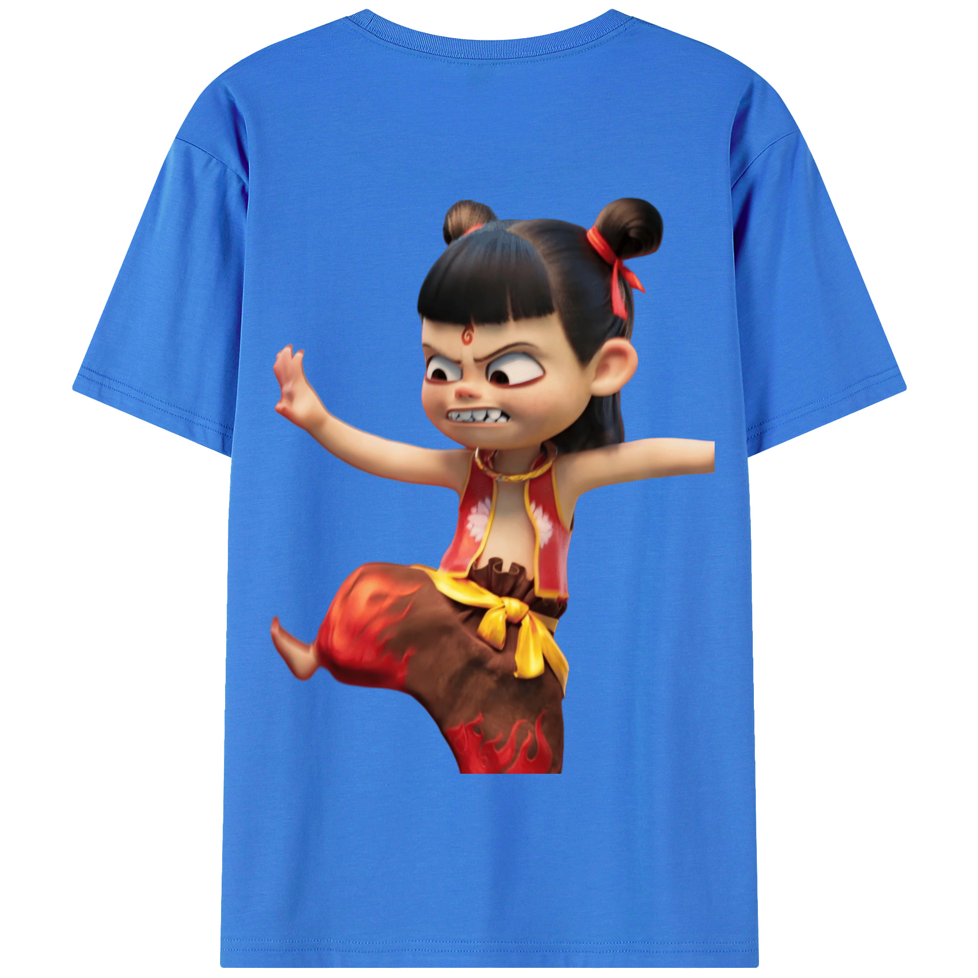（画像用） Ne Zha 2 ナタ 魔童の大暴れ 綿100％半袖Tシャツ（背面プリント）