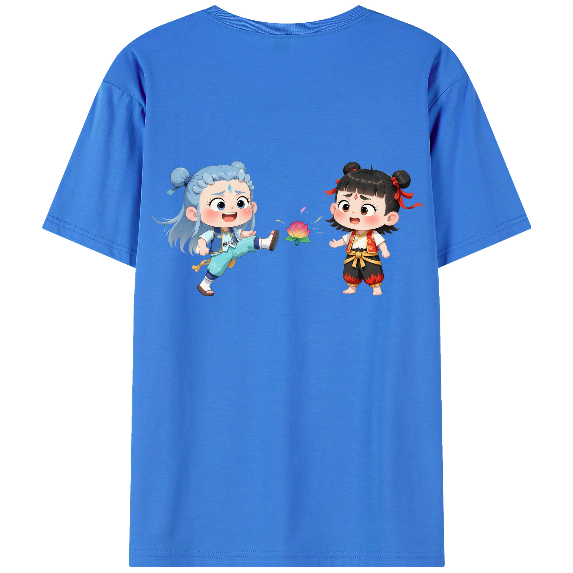 （画像用） Ne Zha 2 ナタ 魔童の大暴れ 綿100％半袖Tシャツ（背面プリント）