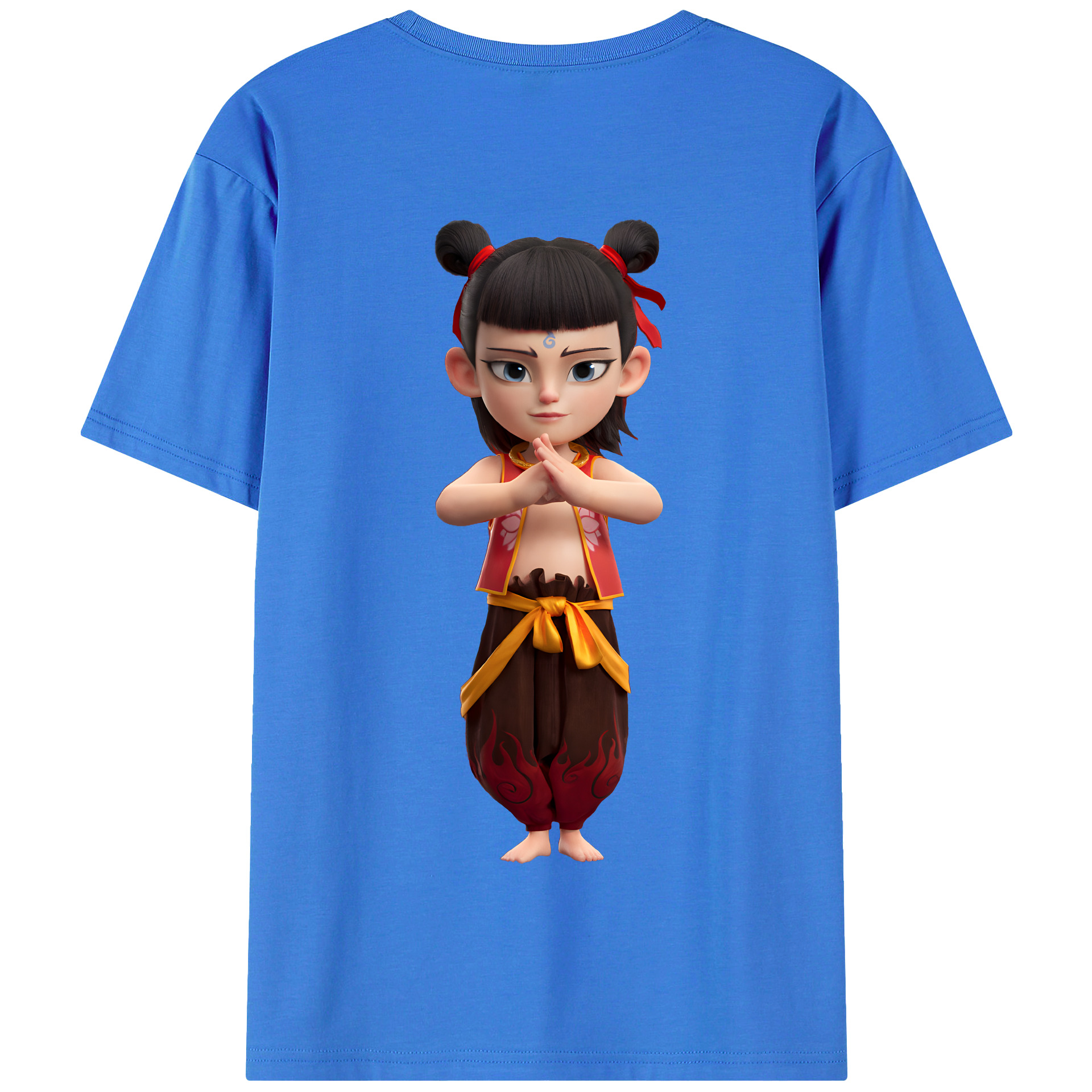 （画像用） Ne Zha 2 ナタ 魔童の大暴れ 綿100％半袖Tシャツ（背面プリント）